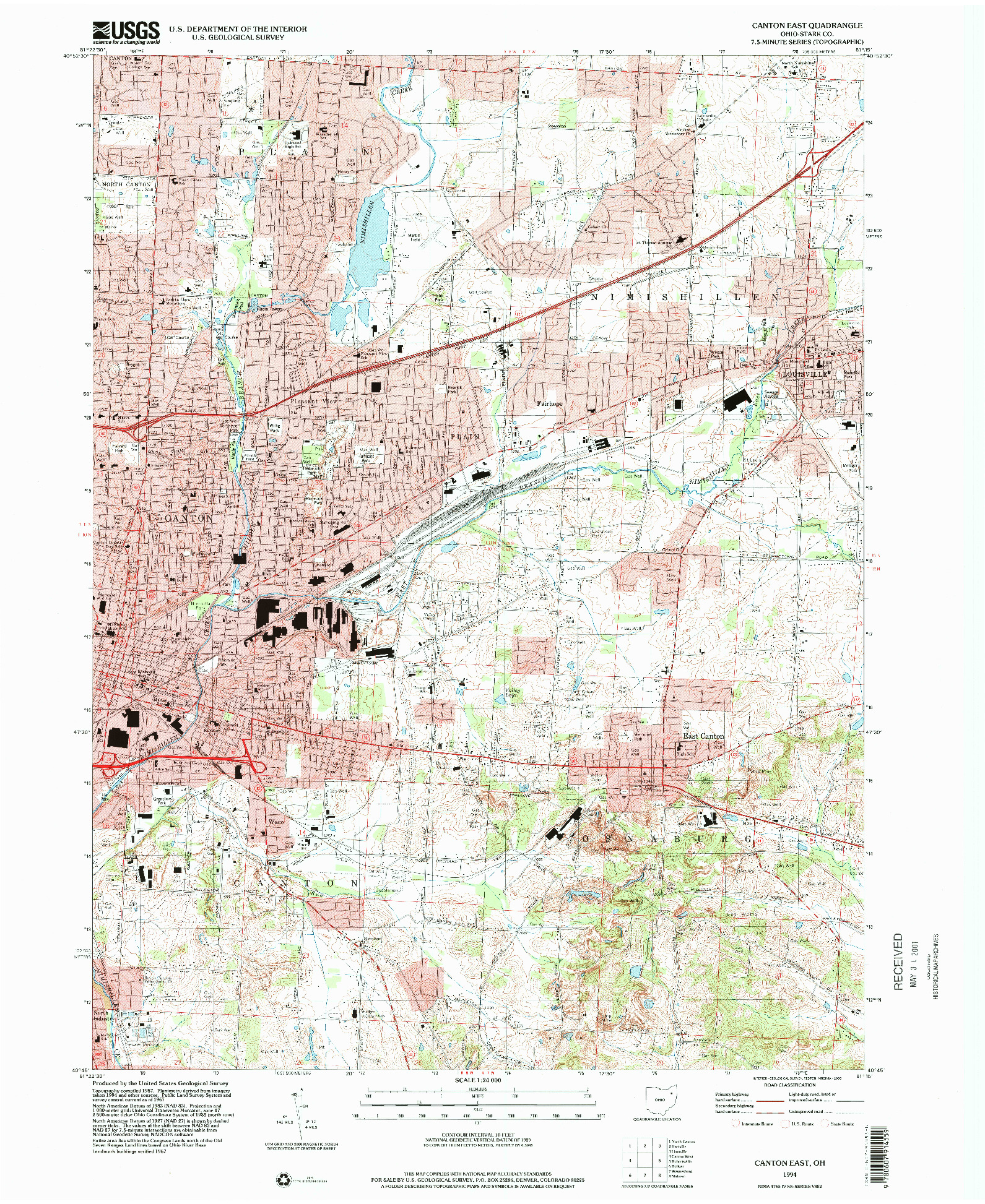 USGS 1:24000-SCALE QUADRANGLE FOR CANTON EAST, OH 1994