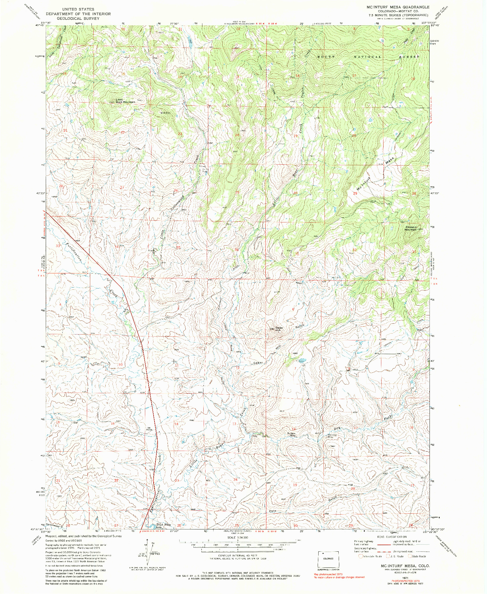 USGS 1:24000-SCALE QUADRANGLE FOR MC INTURF MESA, CO 1971