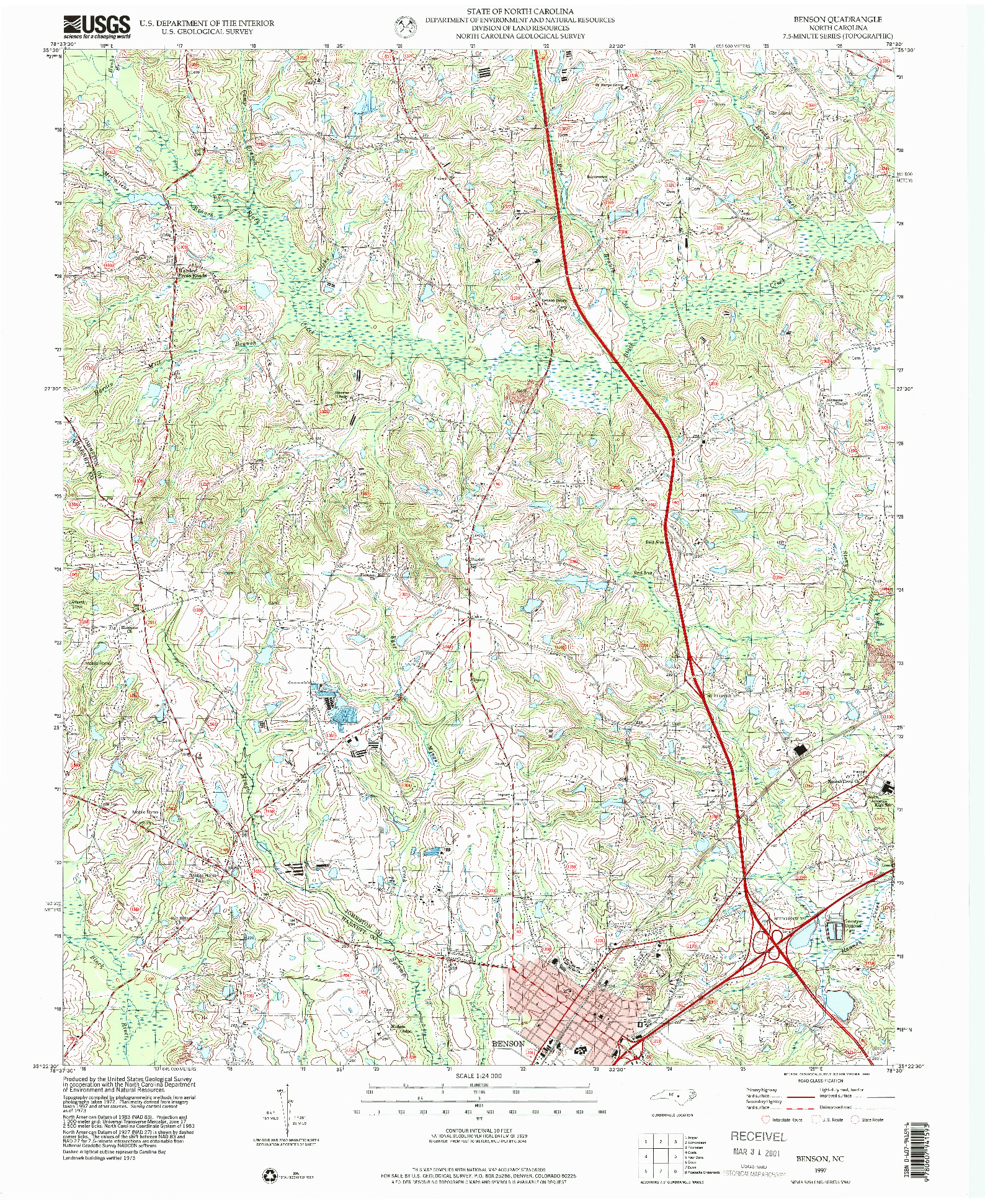 USGS 1:24000-SCALE QUADRANGLE FOR BENSON, NC 1997