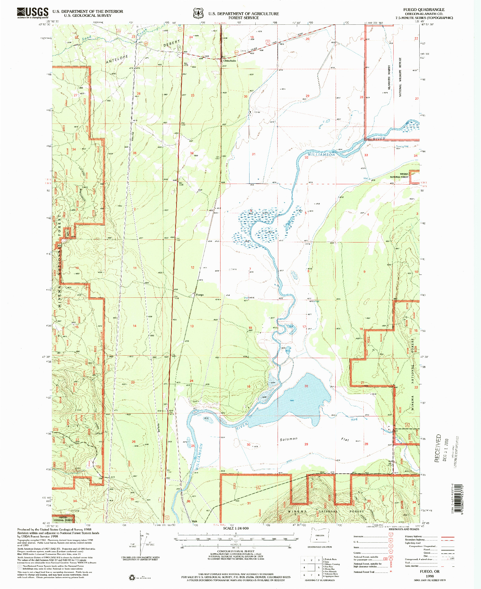 USGS 1:24000-SCALE QUADRANGLE FOR FUEGO, OR 1998