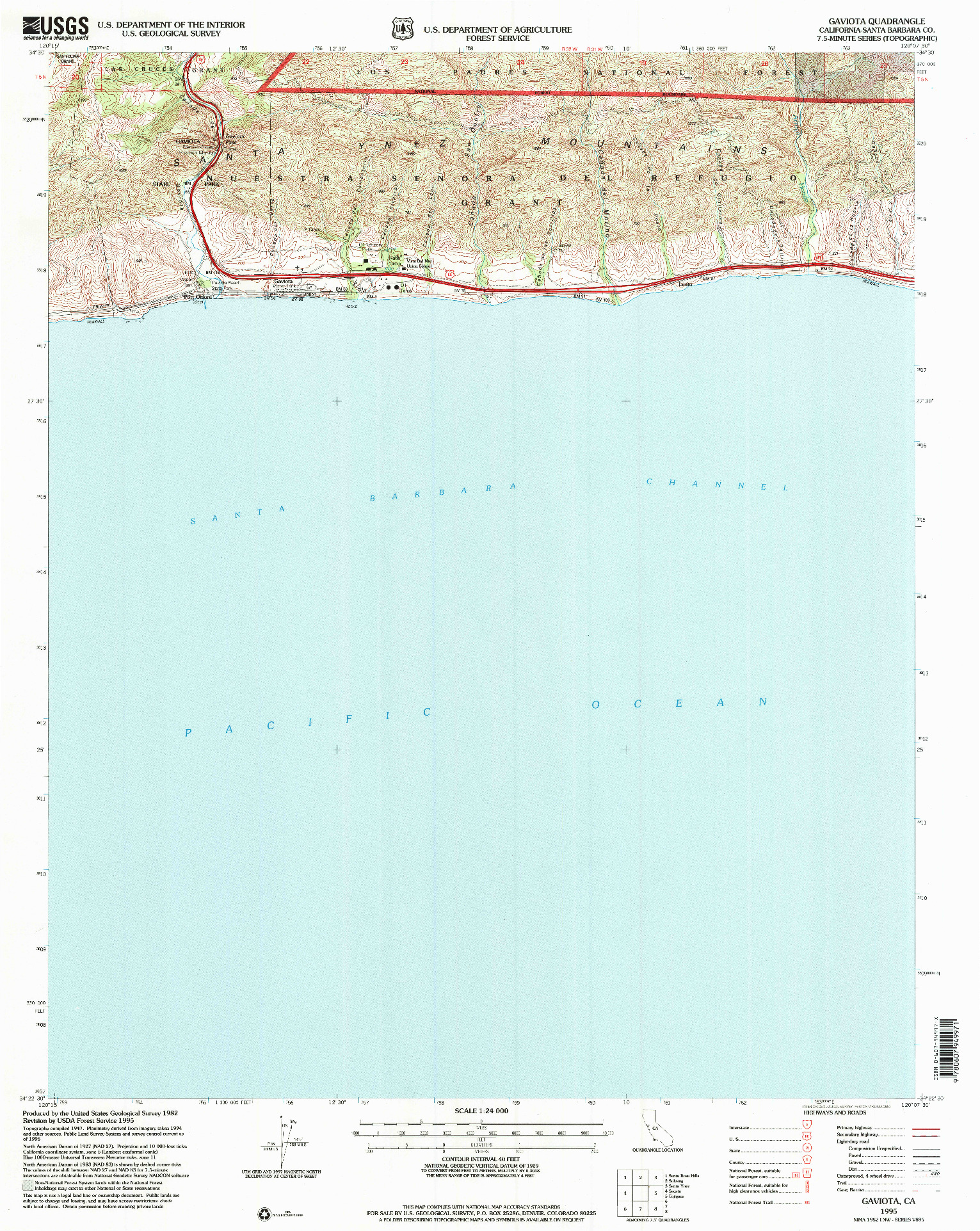 USGS 1:24000-SCALE QUADRANGLE FOR GAVIOTA, CA 1995