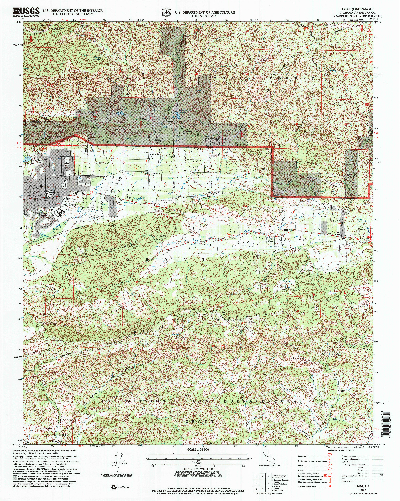 USGS 1:24000-SCALE QUADRANGLE FOR OJAI, CA 1995