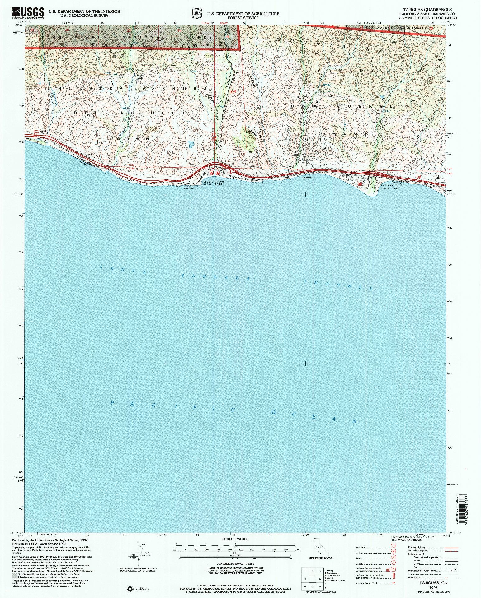 USGS 1:24000-SCALE QUADRANGLE FOR TAJIGUAS, CA 1995