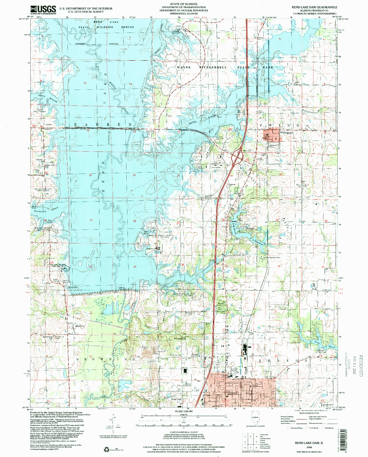 USGS 1:24000-SCALE QUADRANGLE FOR REND LAKE DAM, IL 1998