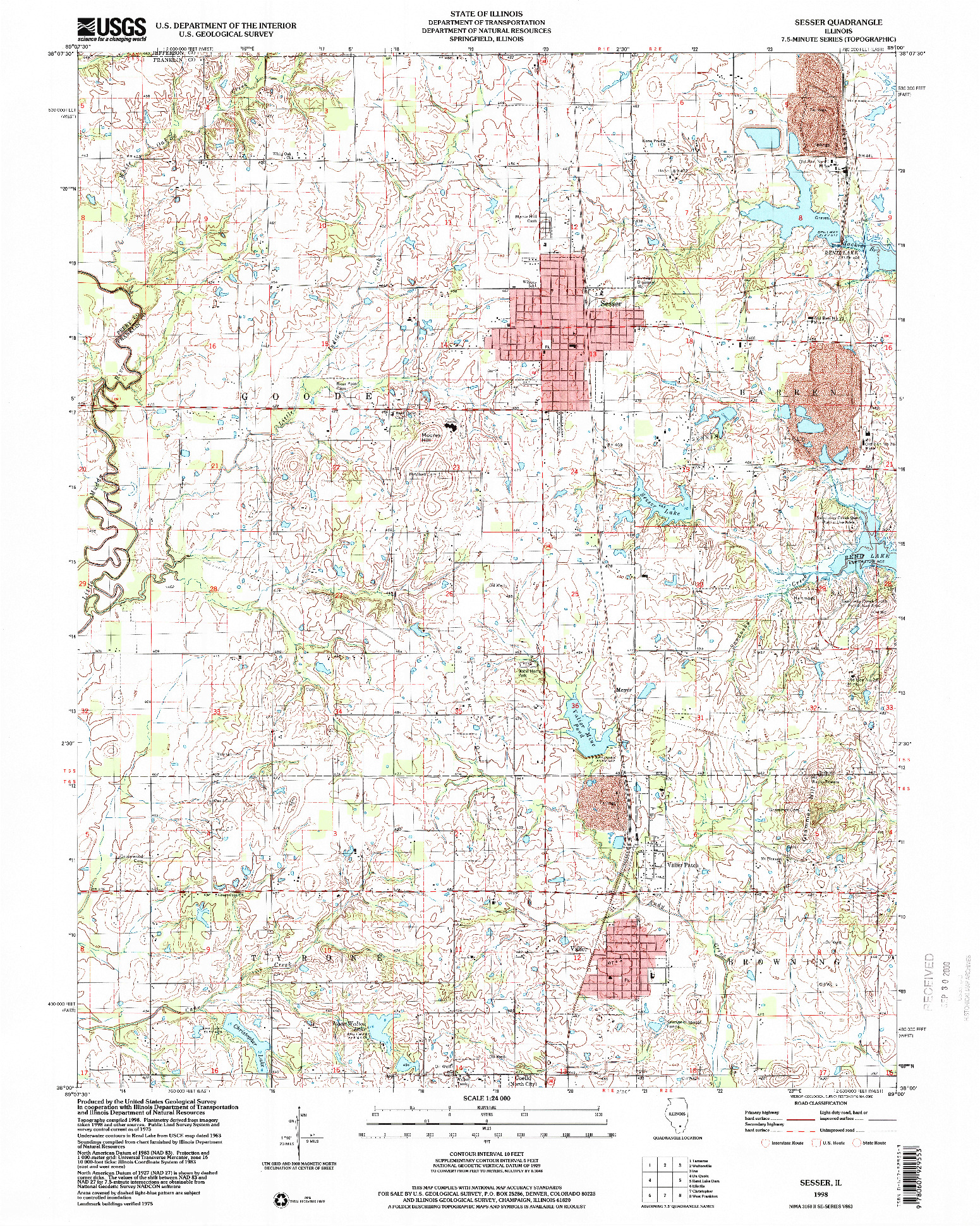 USGS 1:24000-SCALE QUADRANGLE FOR SESSER, IL 1998