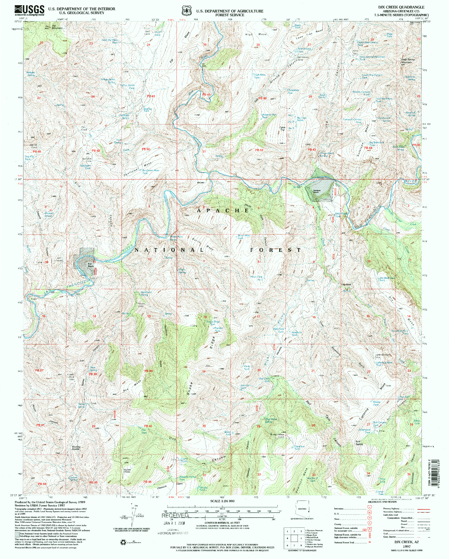 USGS 1:24000-SCALE QUADRANGLE FOR DIX CREEK, AZ 1997