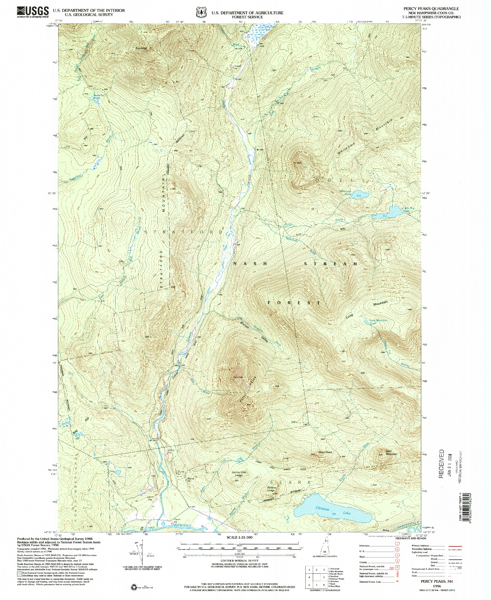 USGS 1:24000-SCALE QUADRANGLE FOR PERCY PEAKS, NH 1996