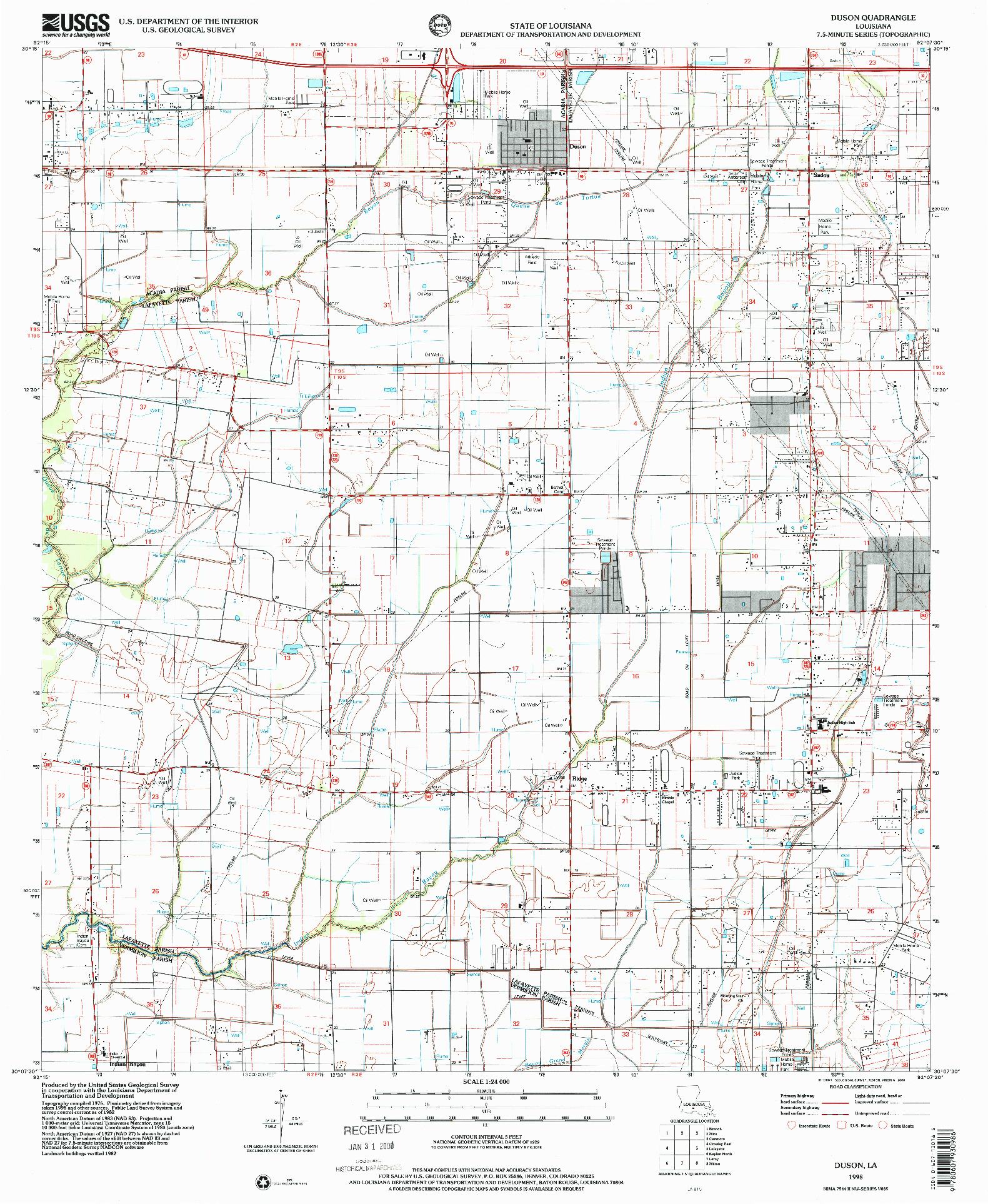 USGS 1:24000-SCALE QUADRANGLE FOR DUSON, LA 1998