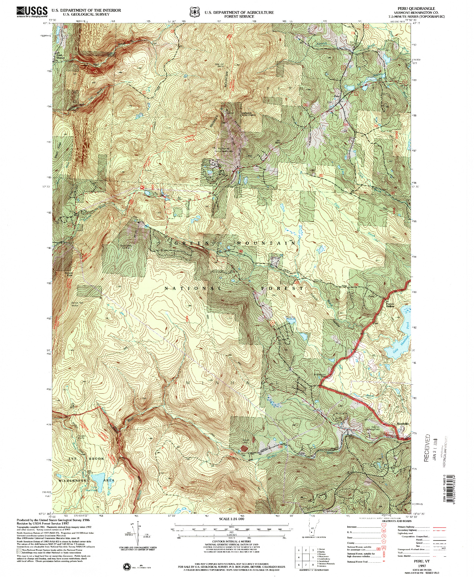 USGS 1:24000-SCALE QUADRANGLE FOR PERU, VT 1997