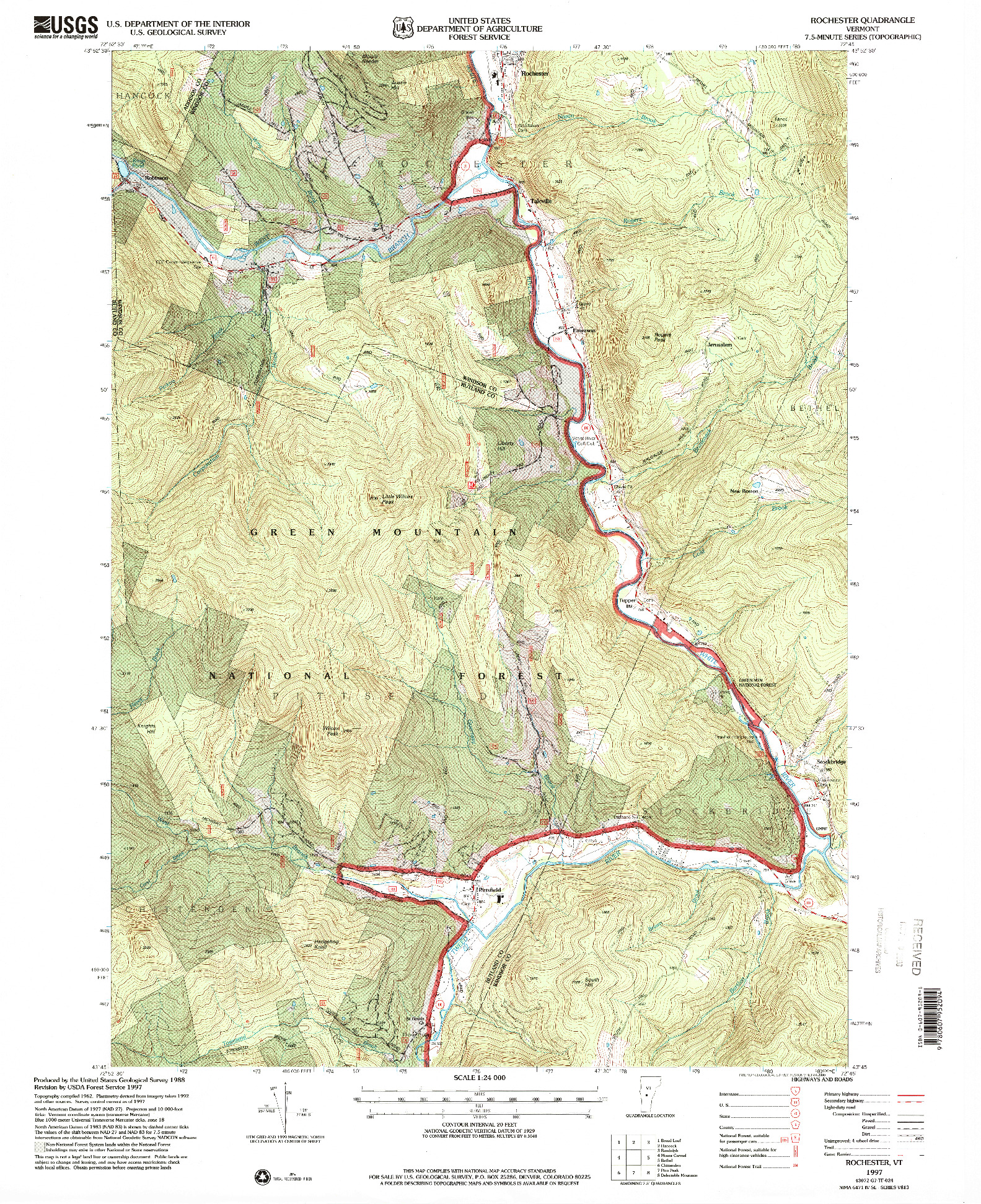 USGS 1:24000-SCALE QUADRANGLE FOR ROCHESTER, VT 1997