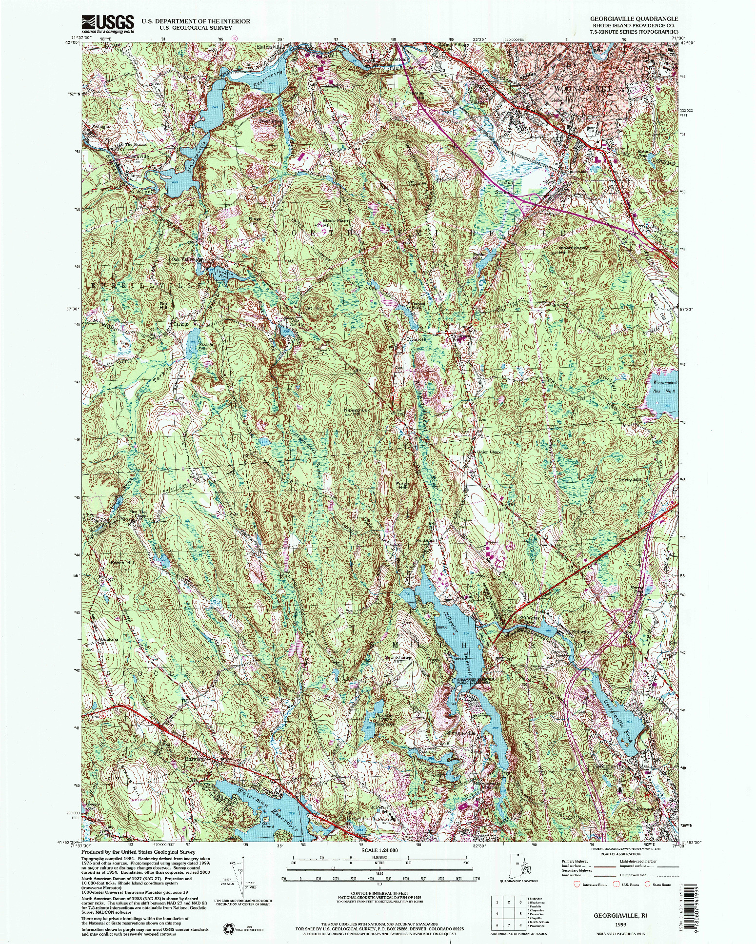 USGS 1:24000-SCALE QUADRANGLE FOR GEORGIAVILLE, RI 1999