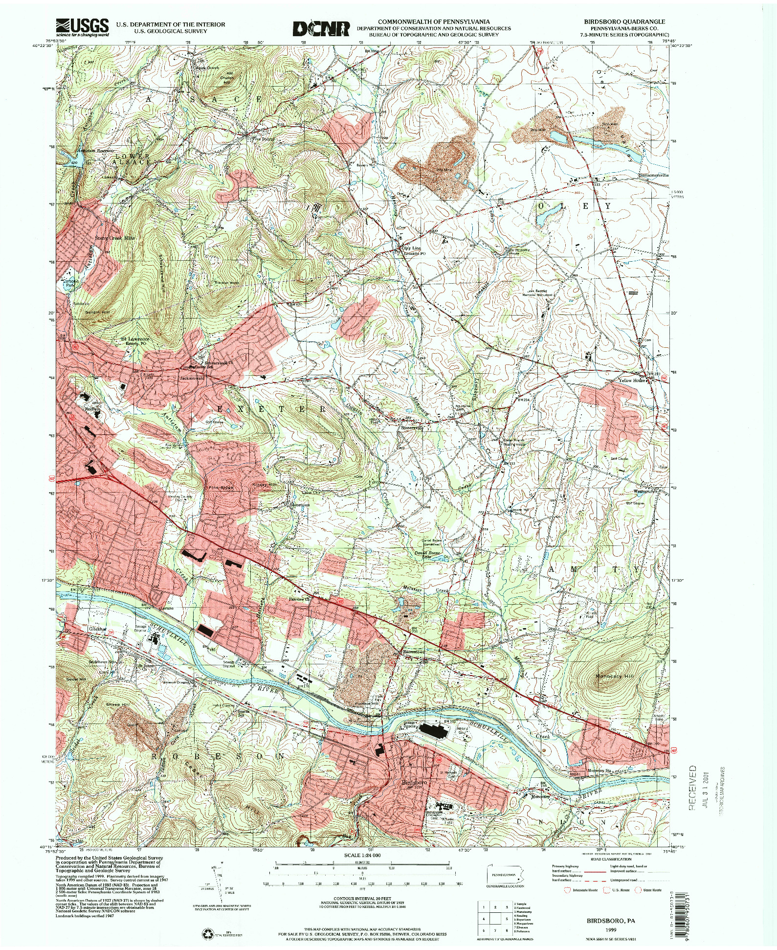 USGS 1:24000-SCALE QUADRANGLE FOR BIRDSBORO, PA 1999