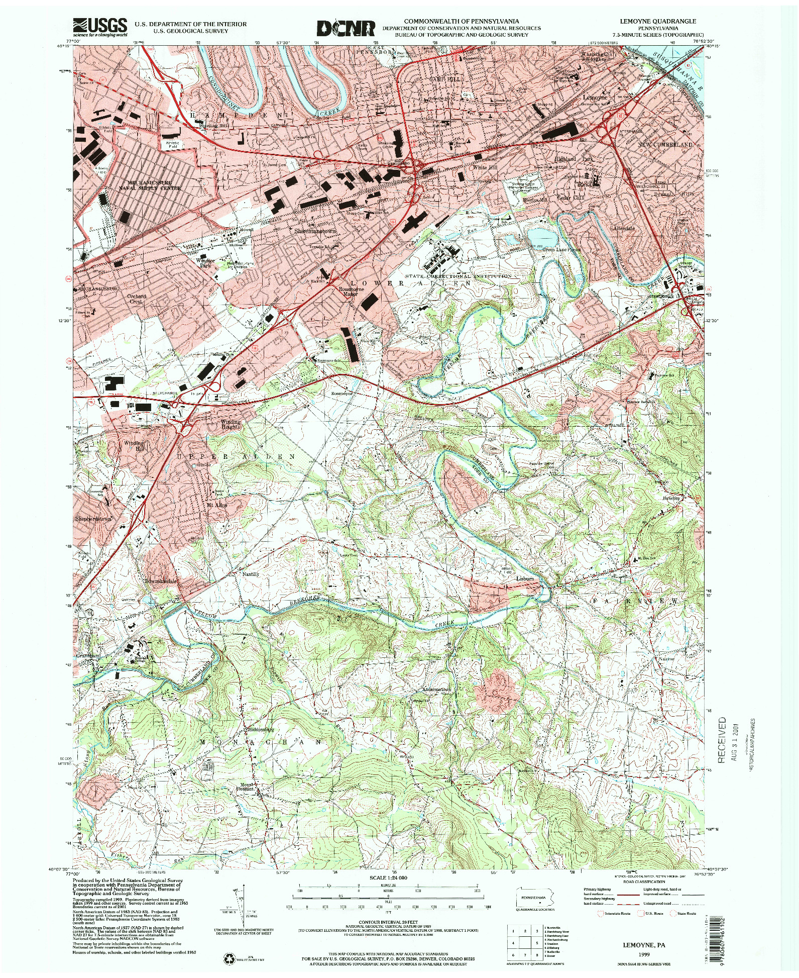 USGS 1:24000-SCALE QUADRANGLE FOR LEMOYNE, PA 1999