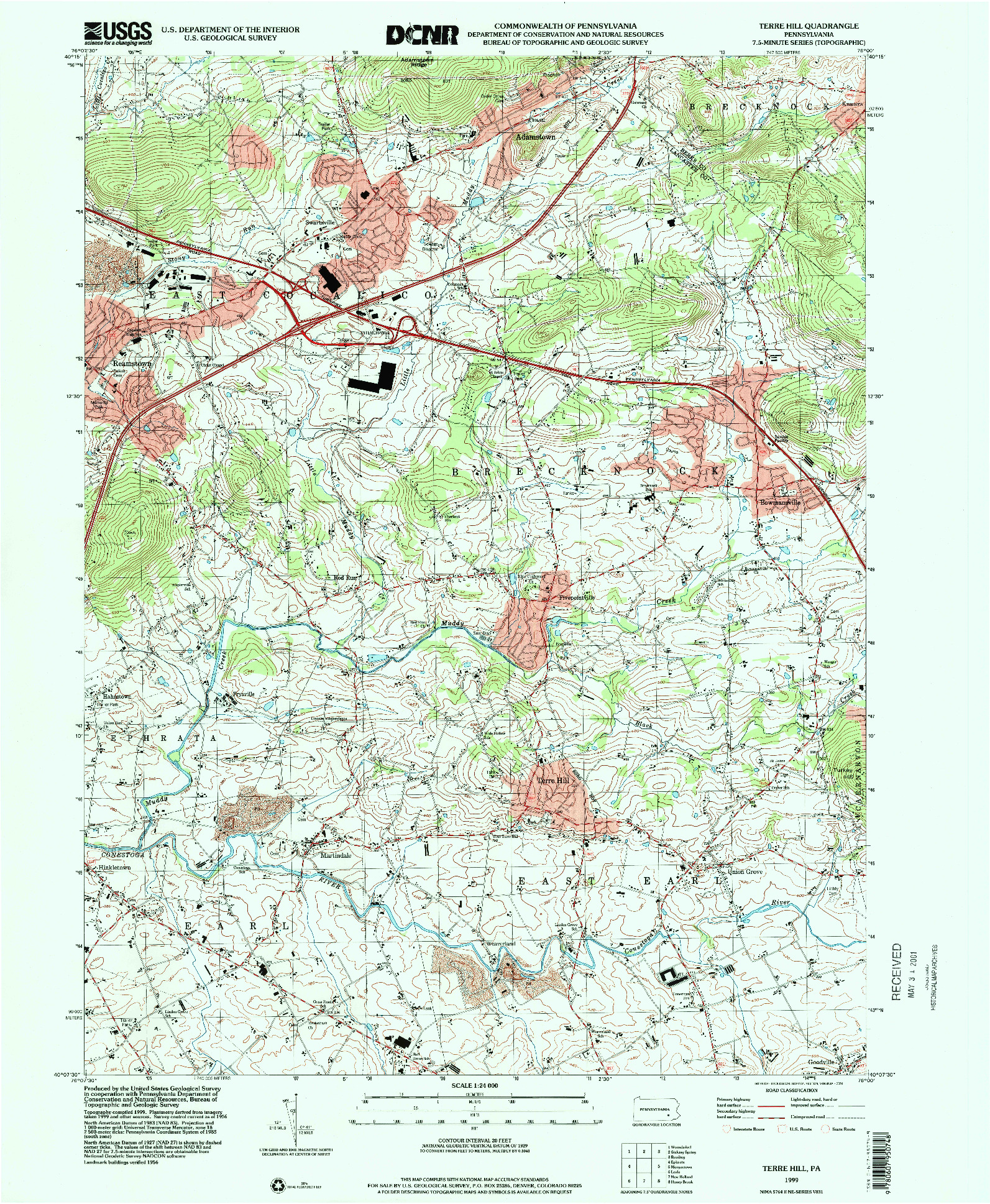 USGS 1:24000-SCALE QUADRANGLE FOR TERRE HILL, PA 1999