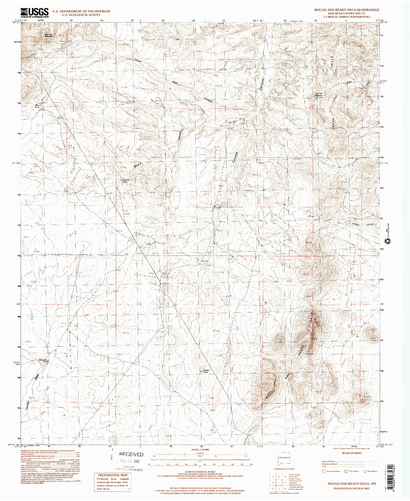 USGS 1:24000-SCALE QUADRANGLE FOR ROUGH AND READY HILLS, NM 2001