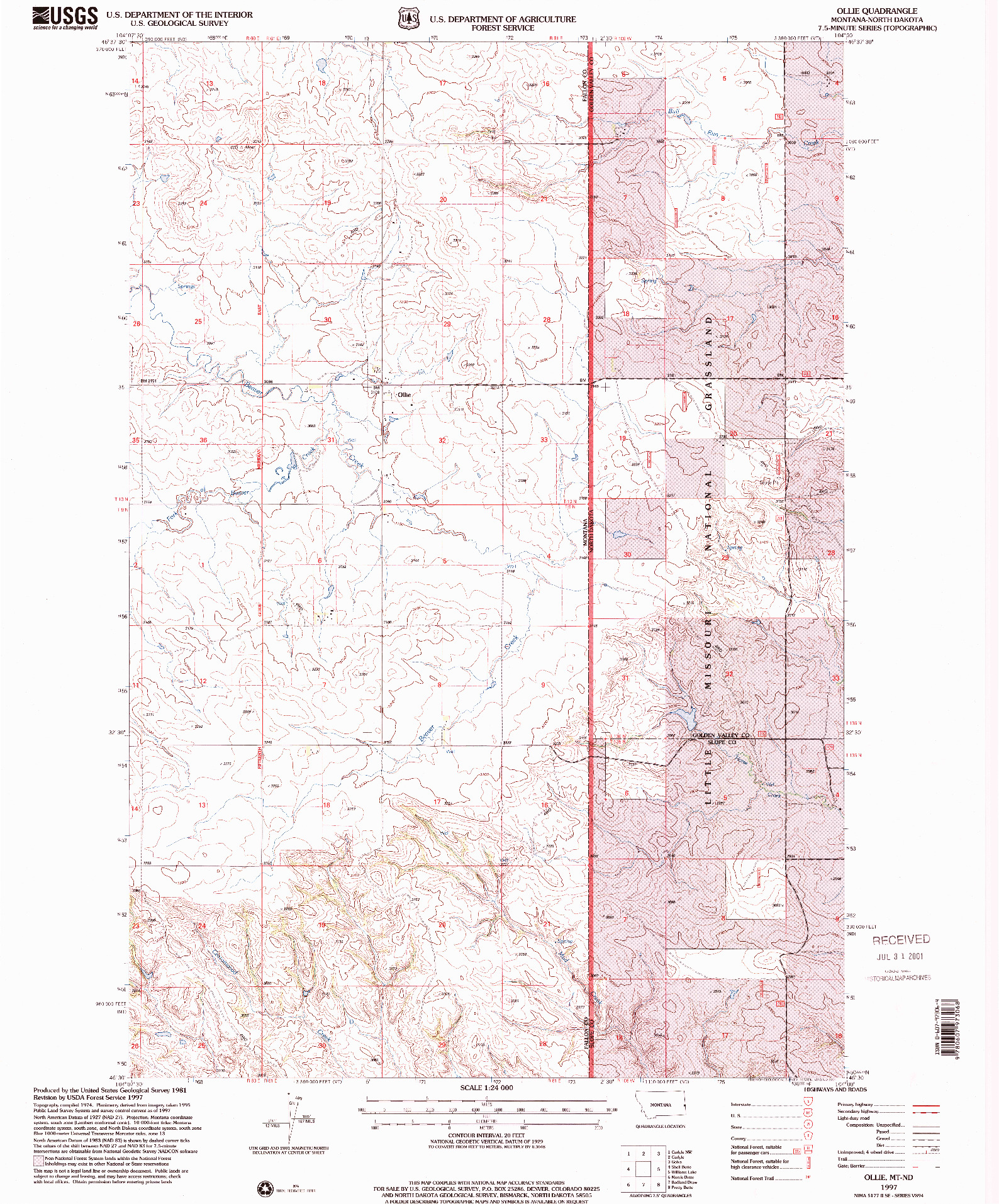 USGS 1:24000-SCALE QUADRANGLE FOR OLLIE, MT 1997