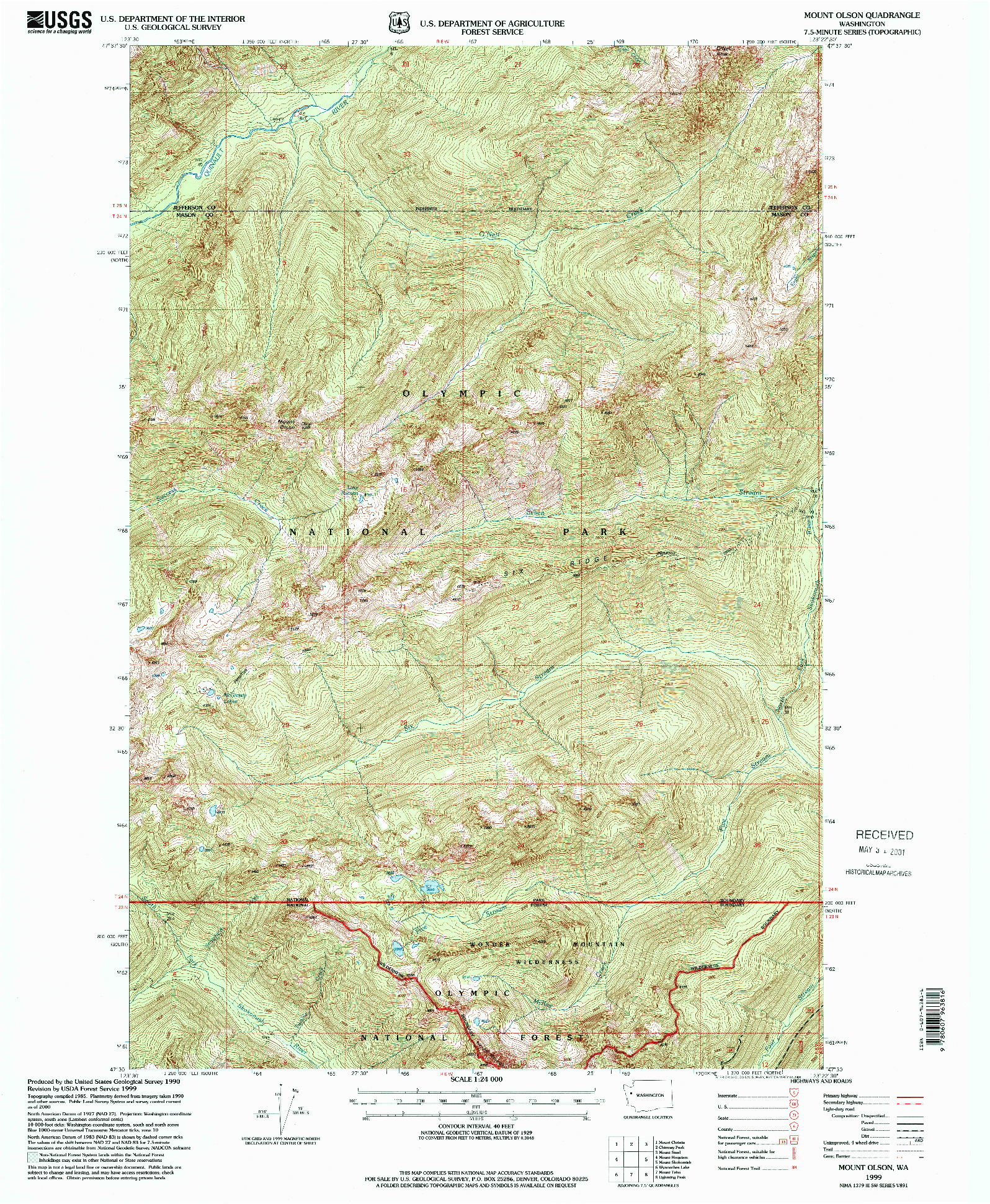 USGS 1:24000-SCALE QUADRANGLE FOR MOUNT OLSON, WA 1999