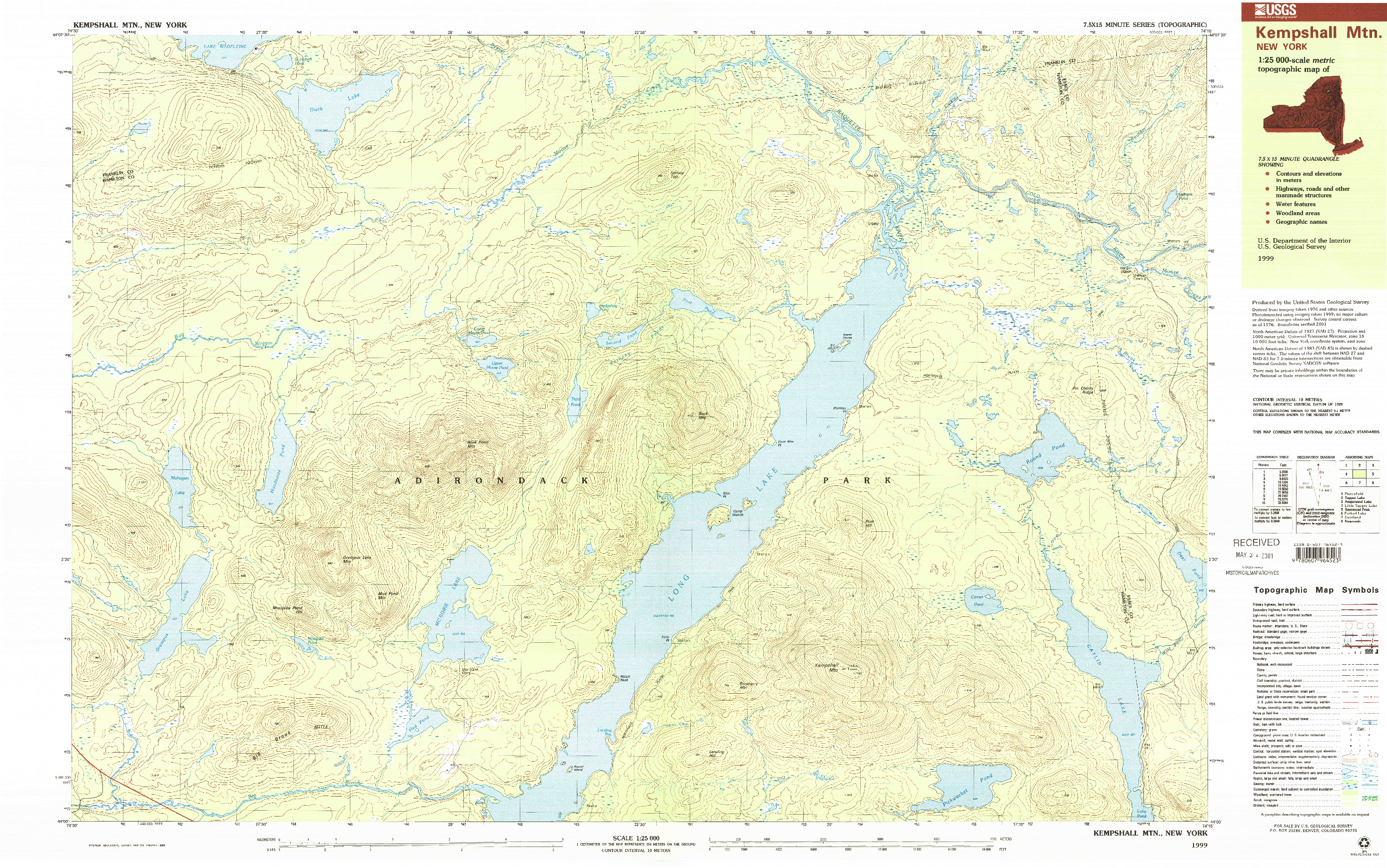 USGS 1:25000-SCALE QUADRANGLE FOR KEMPSHALL MTN, NY 1999