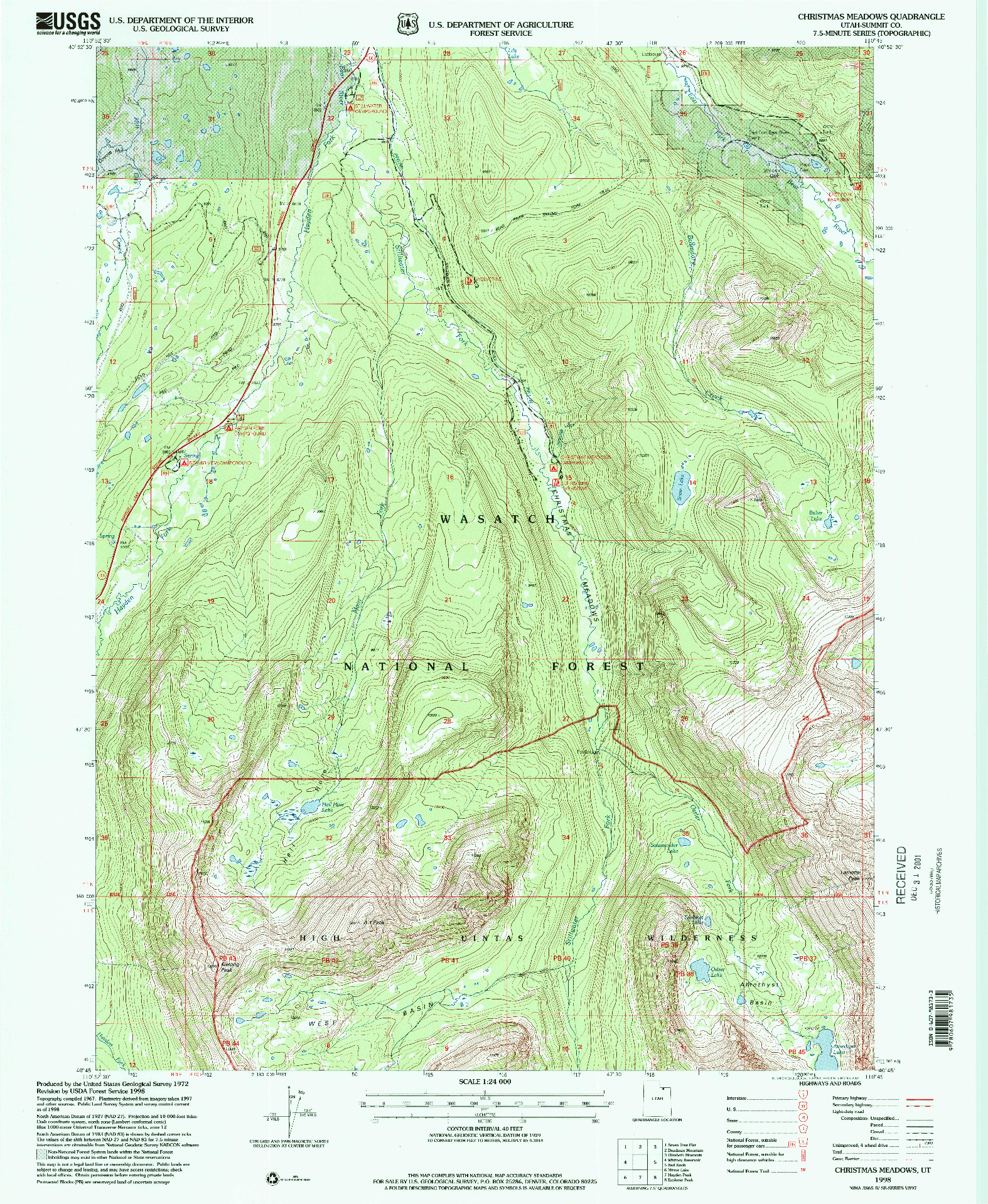 USGS 1:24000-SCALE QUADRANGLE FOR CHRISTMAS MEADOWS, UT 1998