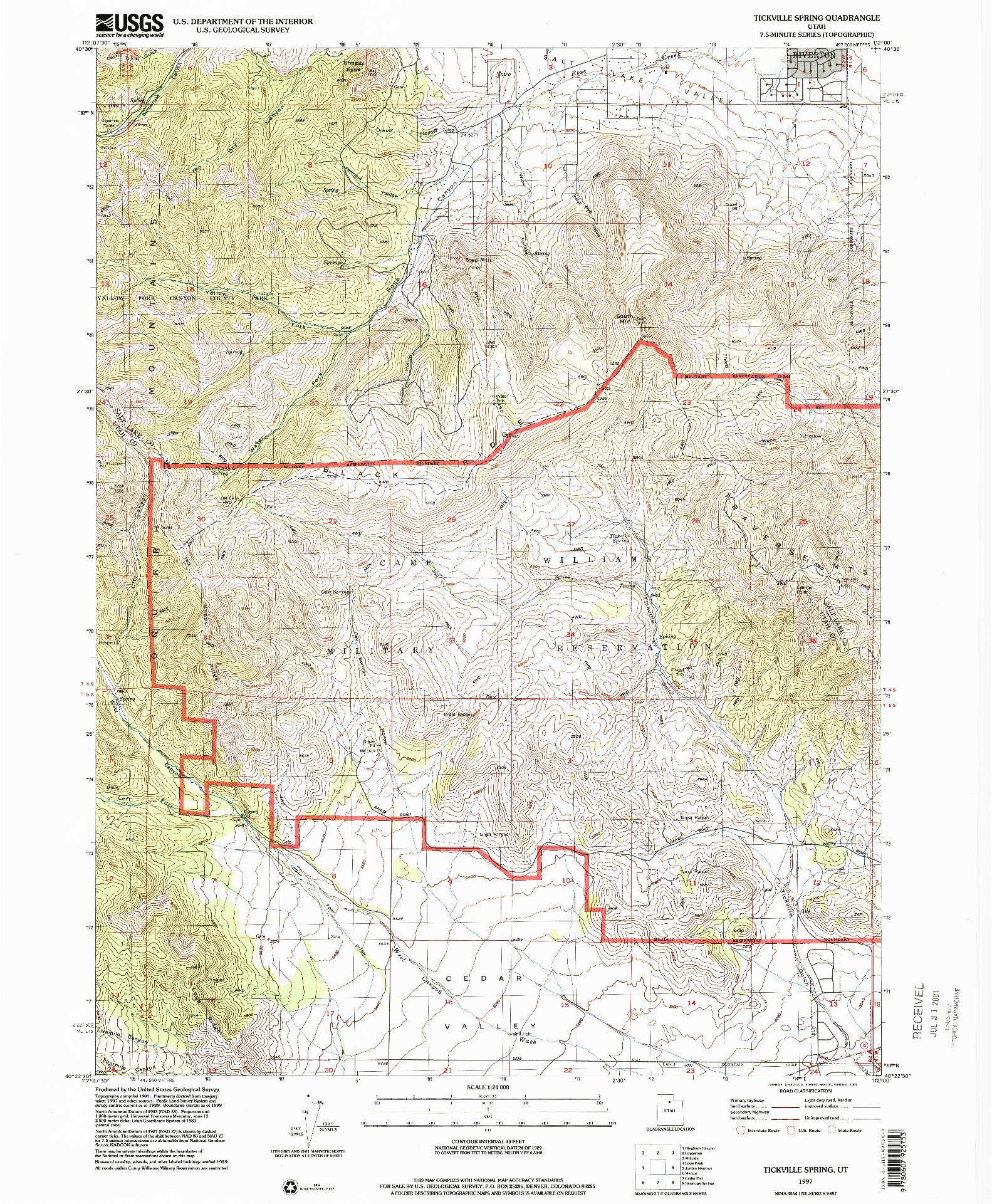 USGS 1:24000-SCALE QUADRANGLE FOR TICKVILLE SPRING, UT 1997