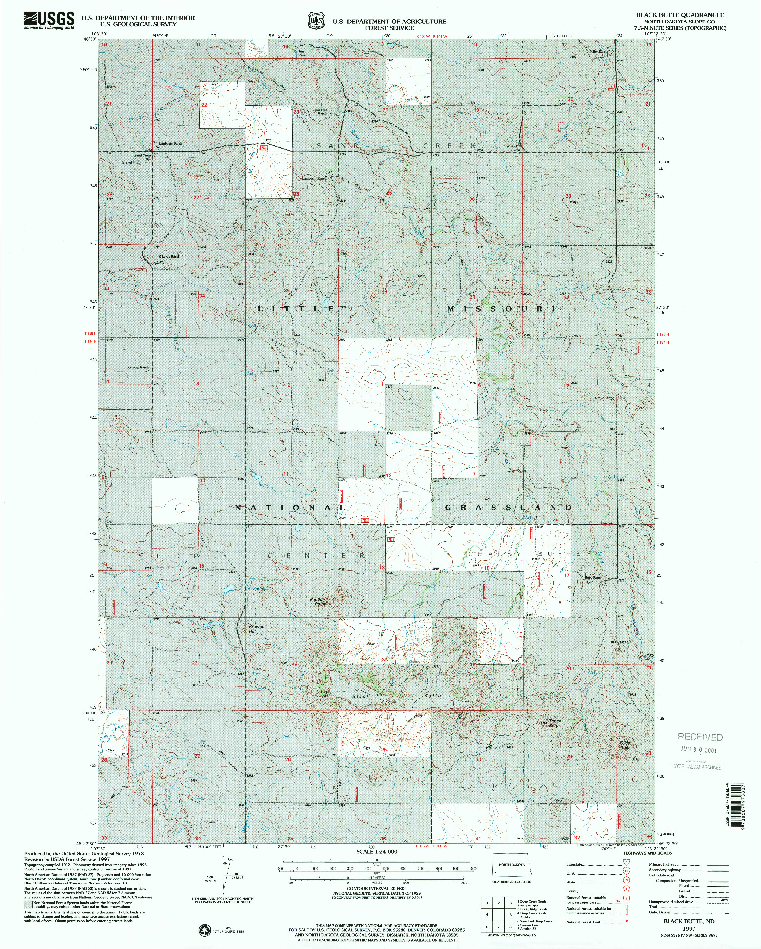 USGS 1:24000-SCALE QUADRANGLE FOR BLACK BUTTE, ND 1997