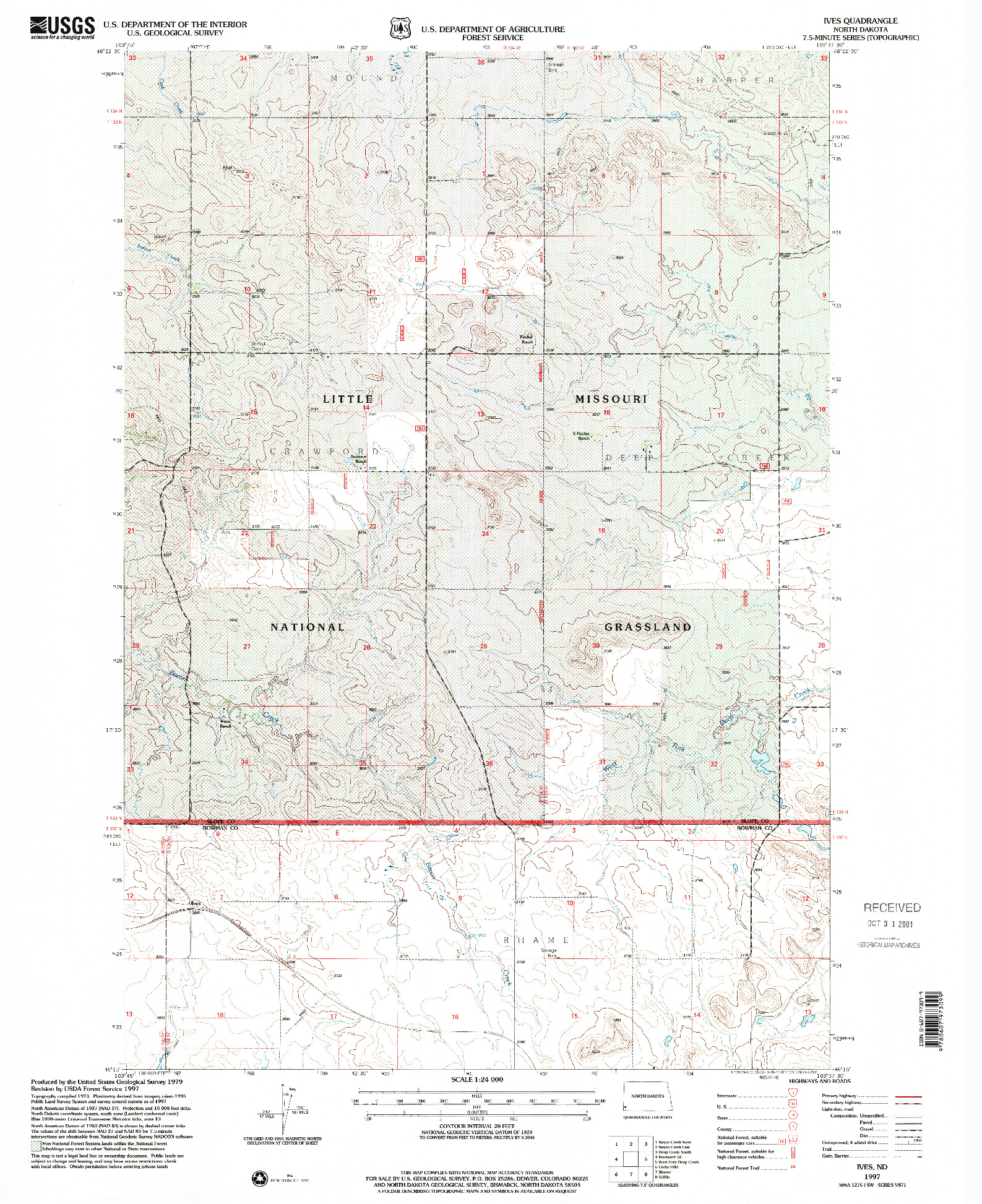USGS 1:24000-SCALE QUADRANGLE FOR IVES, ND 1997