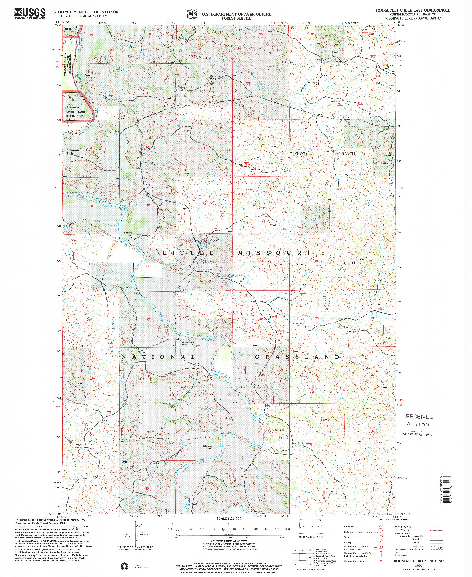 USGS 1:24000-SCALE QUADRANGLE FOR ROOSEVELT CREEK EAST, ND 1997