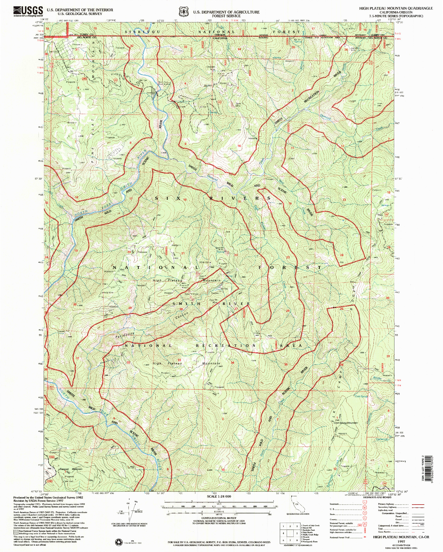 USGS 1:24000-SCALE QUADRANGLE FOR HIGH PLATEAU MOUNTAIN, CA 1997
