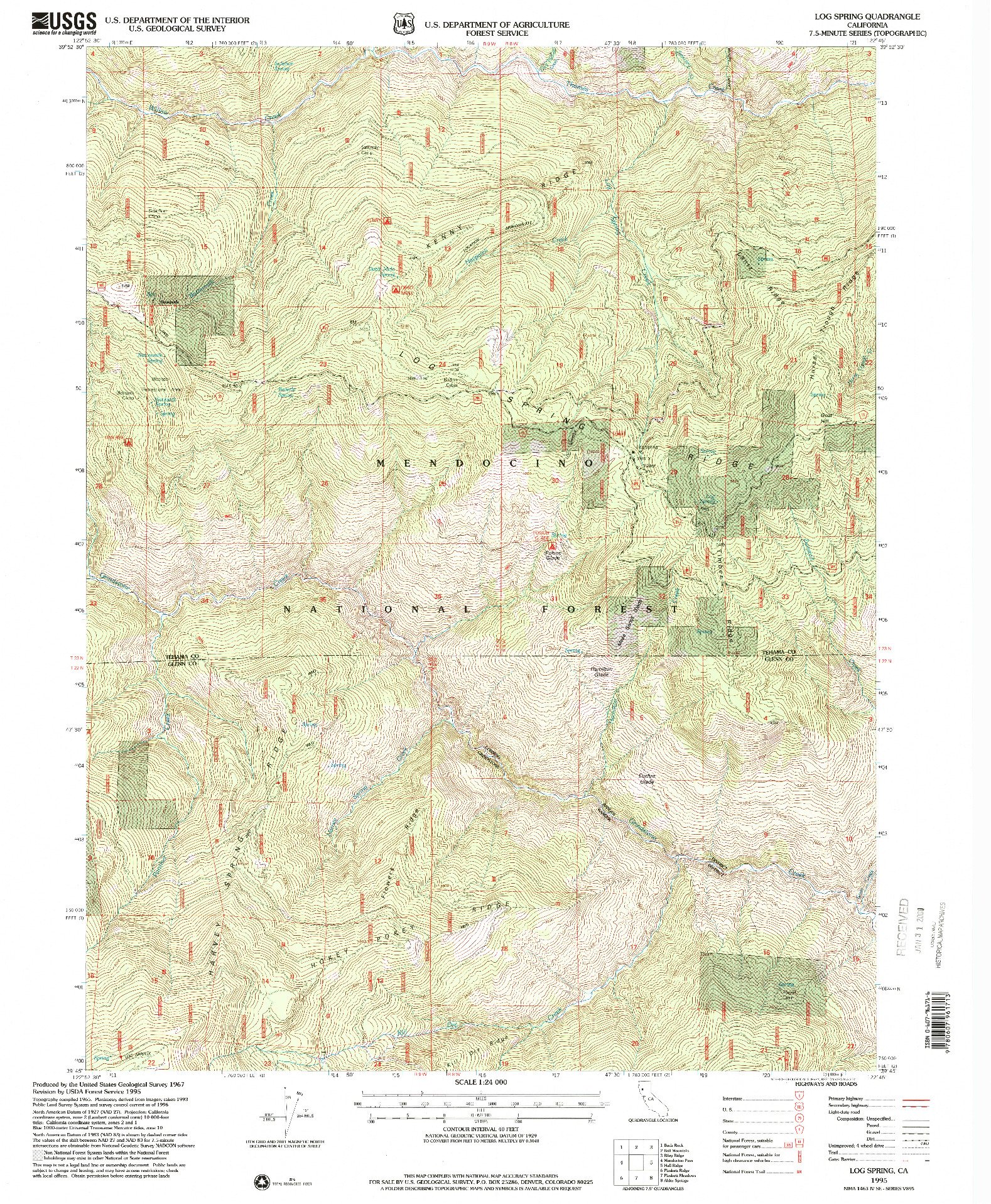 USGS 1:24000-SCALE QUADRANGLE FOR LOG SPRING, CA 1995