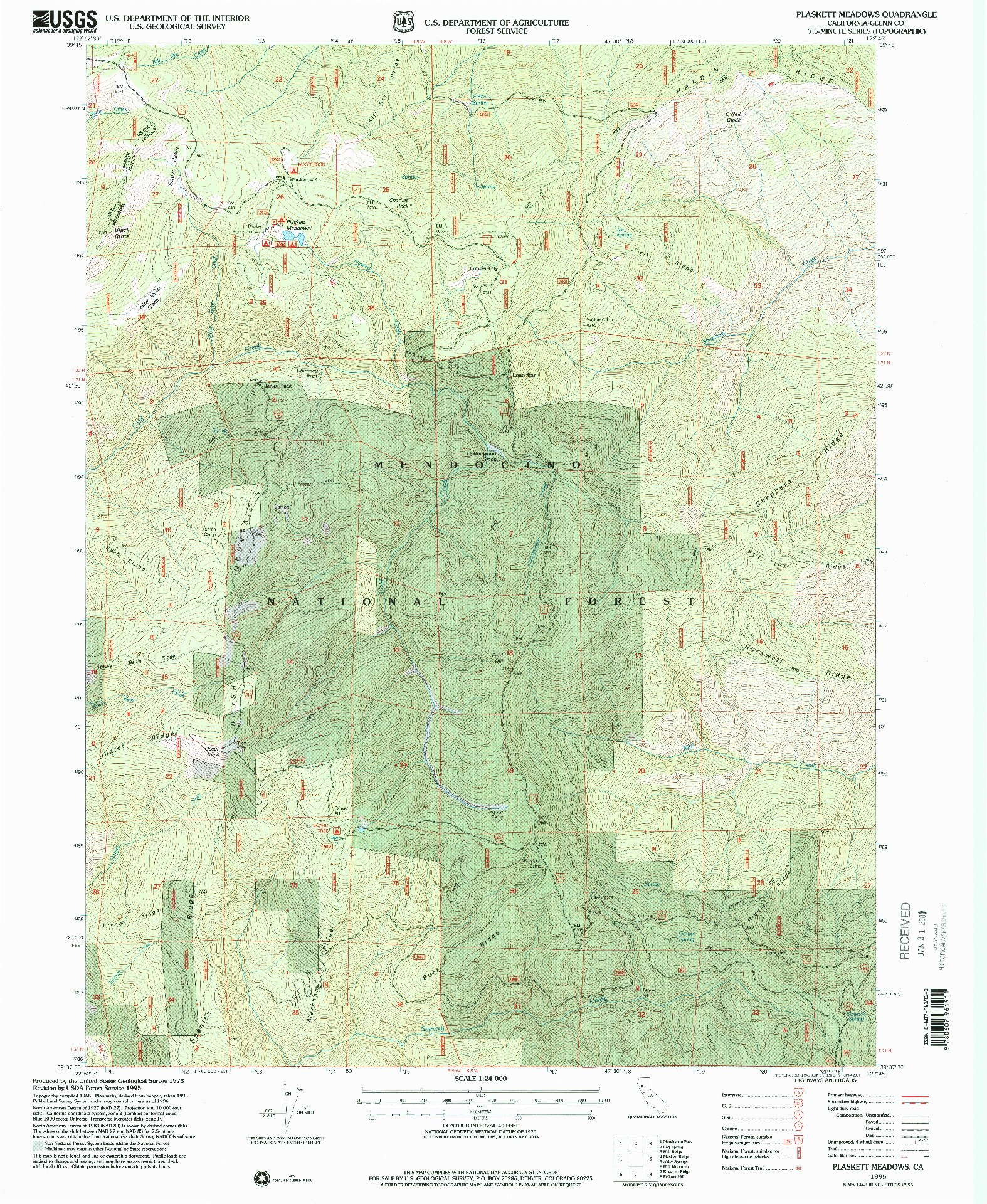 USGS 1:24000-SCALE QUADRANGLE FOR PLASKETT MEADOWS, CA 1995