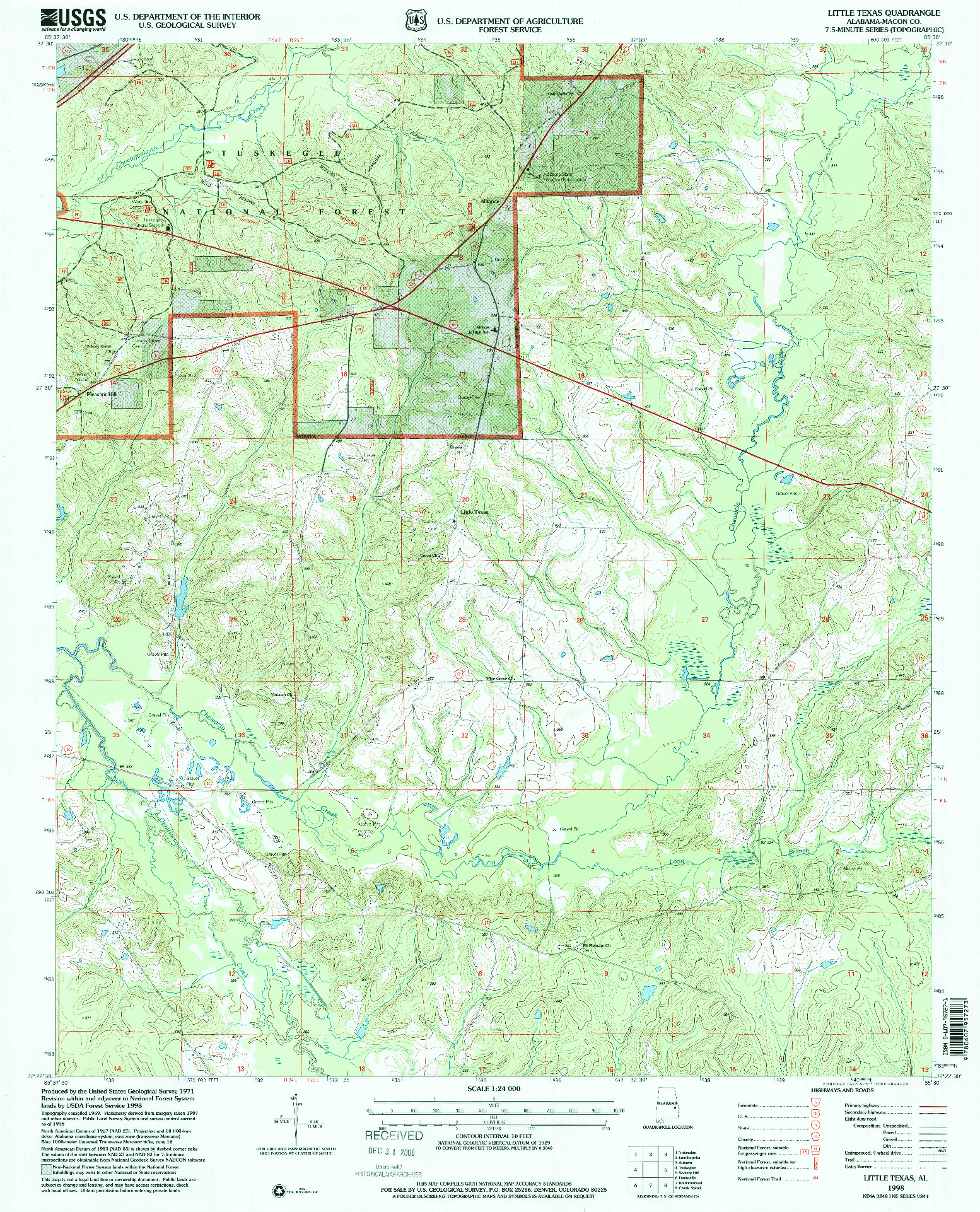 USGS 1:24000-SCALE QUADRANGLE FOR LITTLE TEXAS, AL 1998