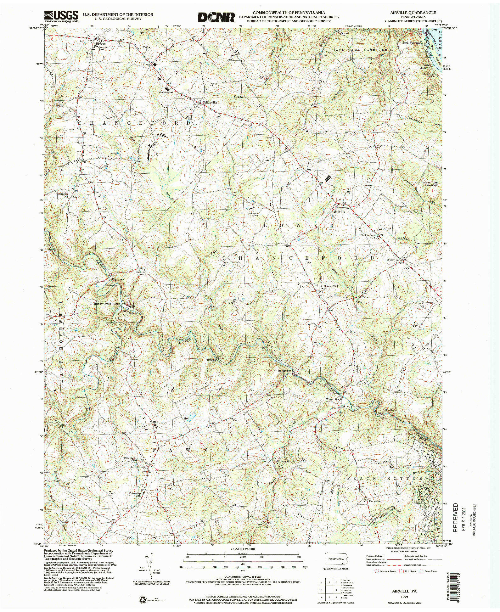 USGS 1:24000-SCALE QUADRANGLE FOR AIRVILLE, PA 1999