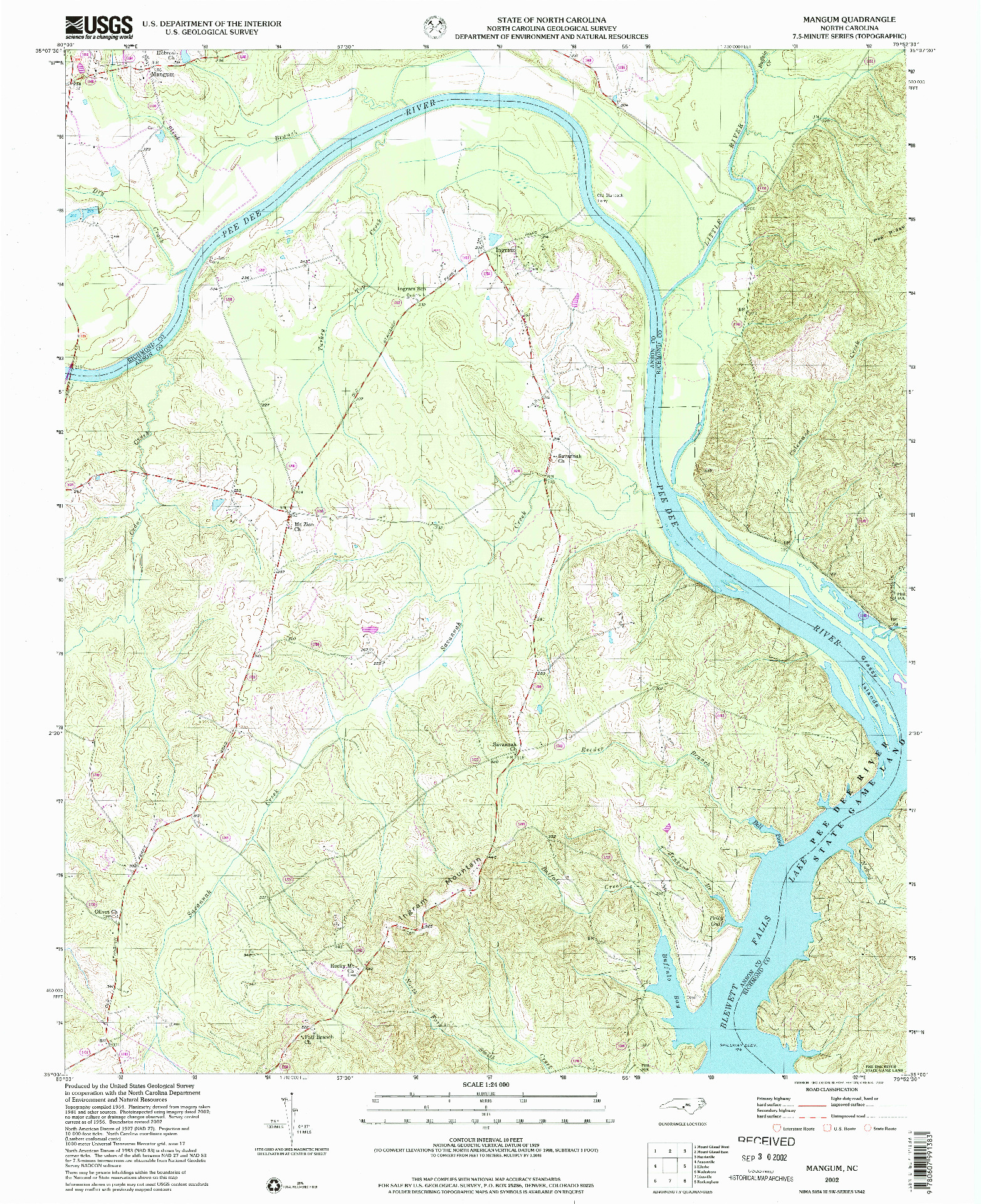 USGS 1:24000-SCALE QUADRANGLE FOR MANGUM, NC 2002