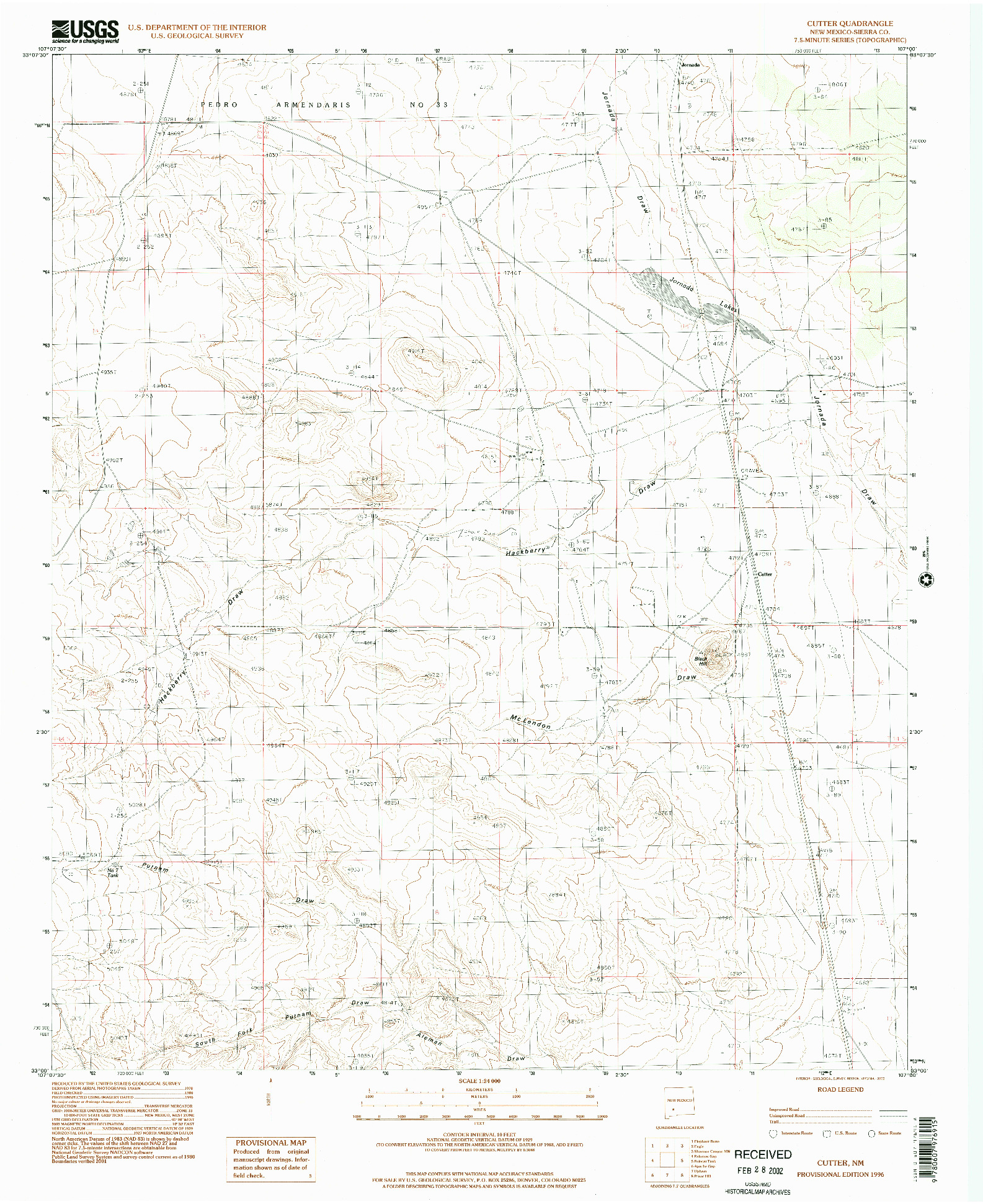 USGS 1:24000-SCALE QUADRANGLE FOR CUTTER, NM 1996