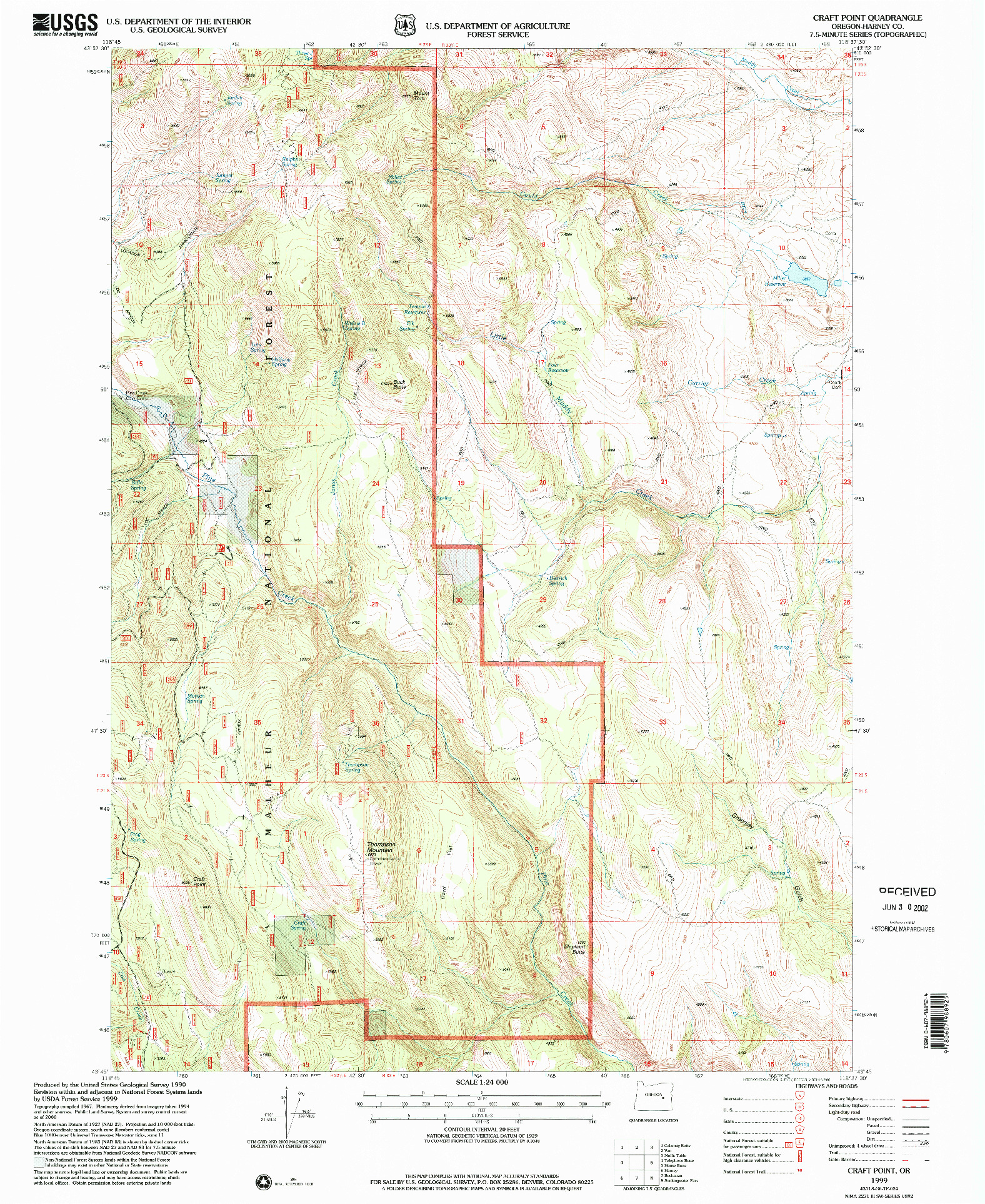 USGS 1:24000-SCALE QUADRANGLE FOR CRAFT POINT, OR 1999