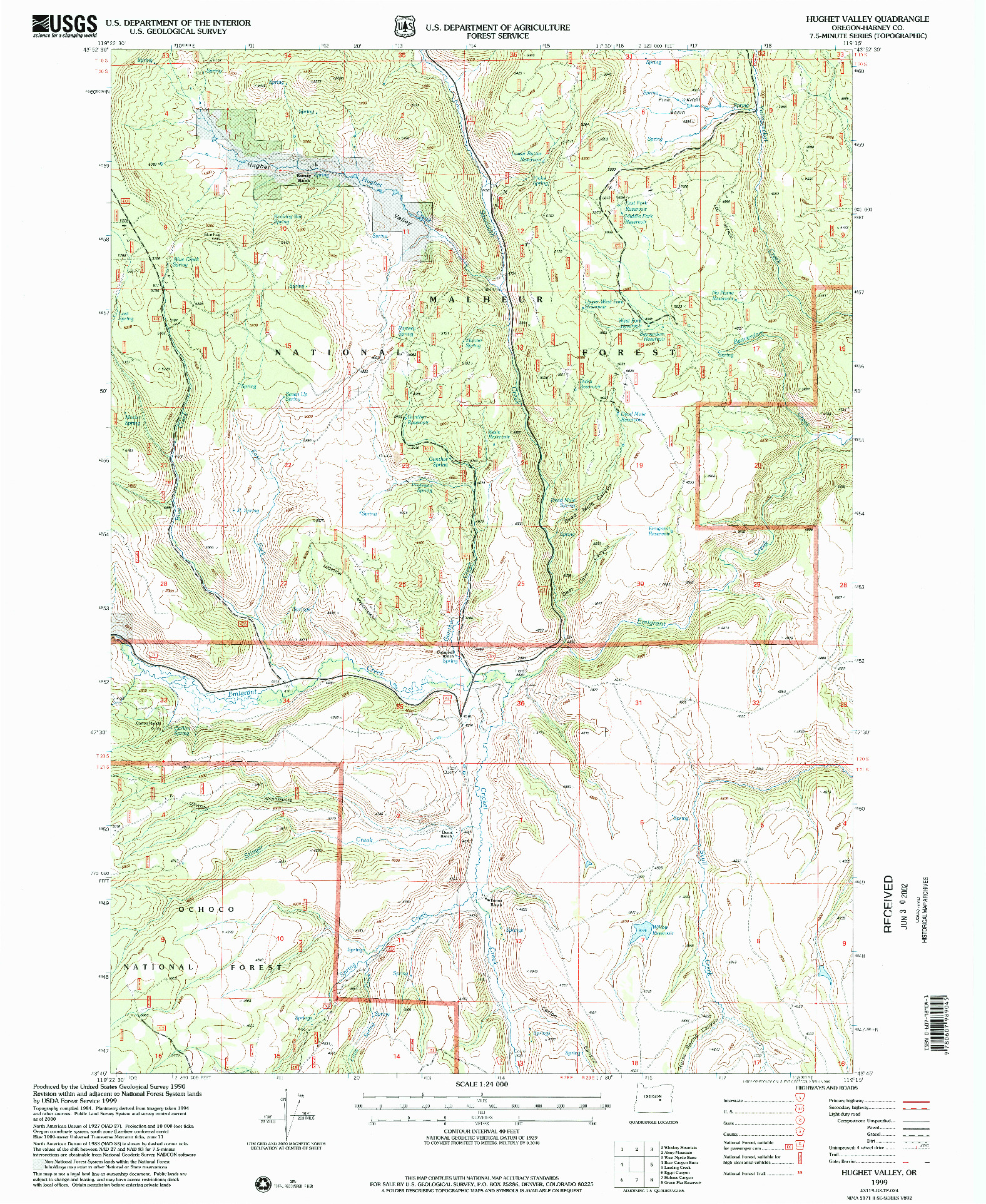 USGS 1:24000-SCALE QUADRANGLE FOR HUGHET VALLEY, OR 1999