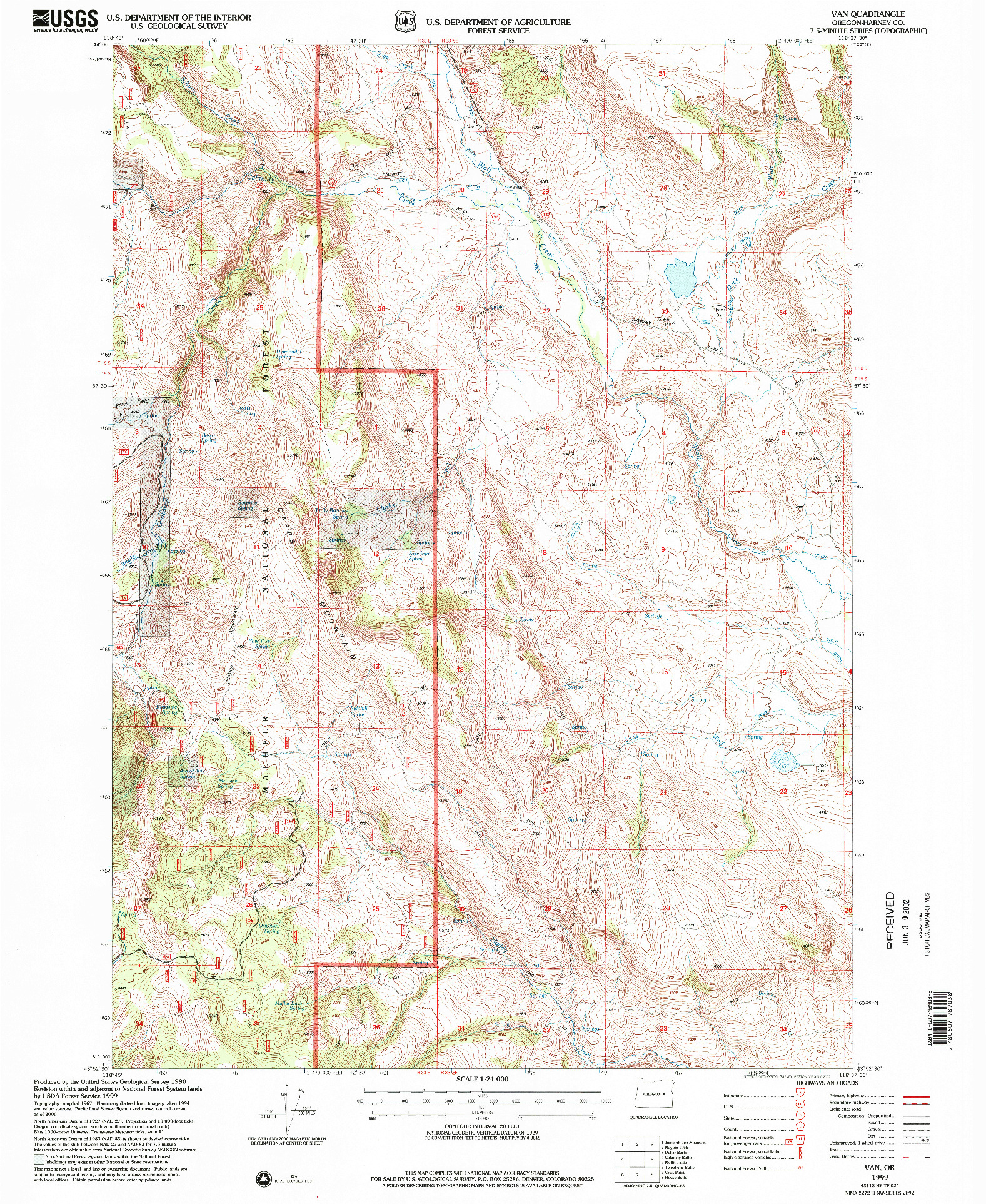 USGS 1:24000-SCALE QUADRANGLE FOR VAN, OR 1999