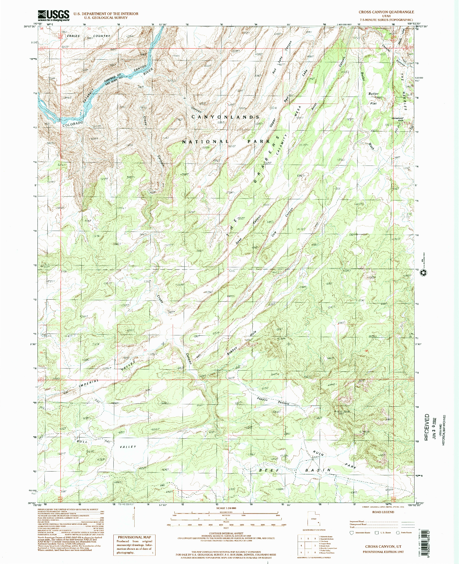 USGS 1:24000-SCALE QUADRANGLE FOR CROSS CANYON, UT 1997