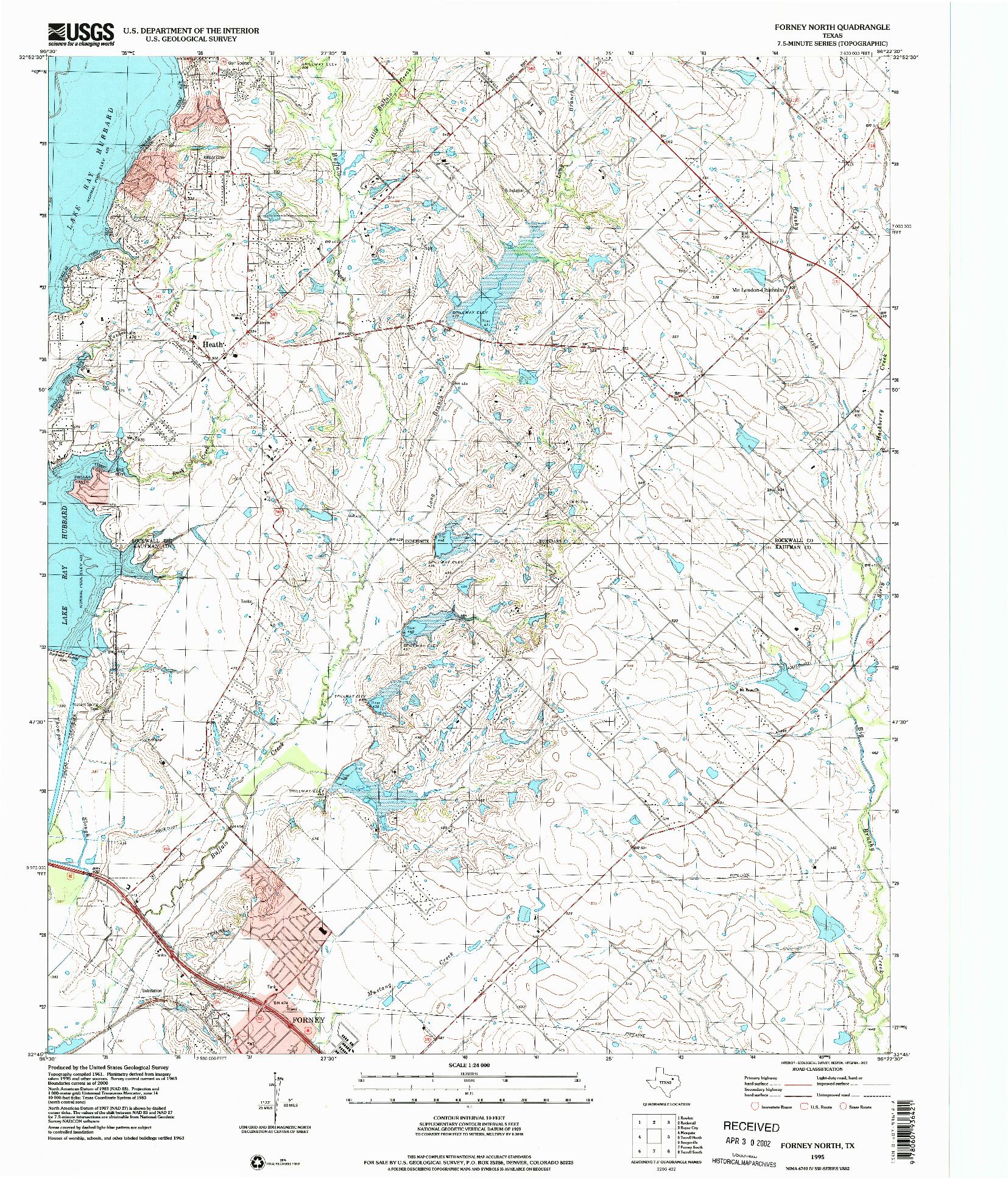 USGS 1:24000-SCALE QUADRANGLE FOR FORNEY NORTH, TX 1995