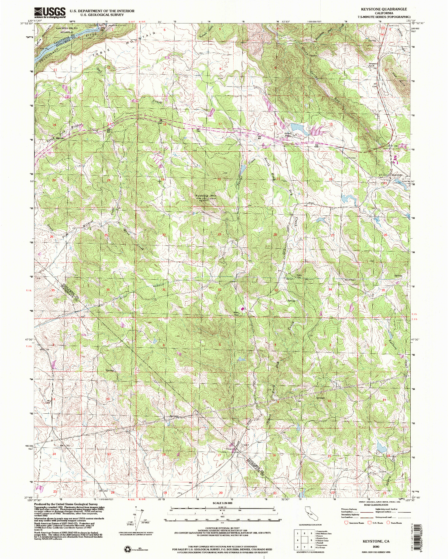 USGS 1:24000-SCALE QUADRANGLE FOR KEYSTONE, CA 2000
