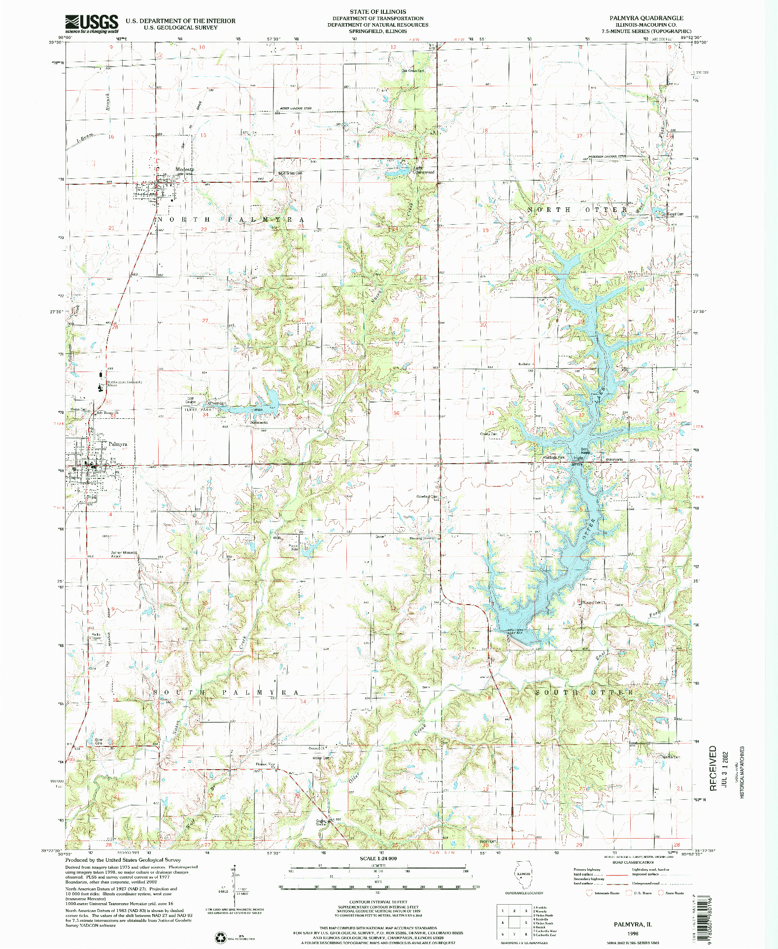 USGS 1:24000-SCALE QUADRANGLE FOR PALMYRA, IL 1998