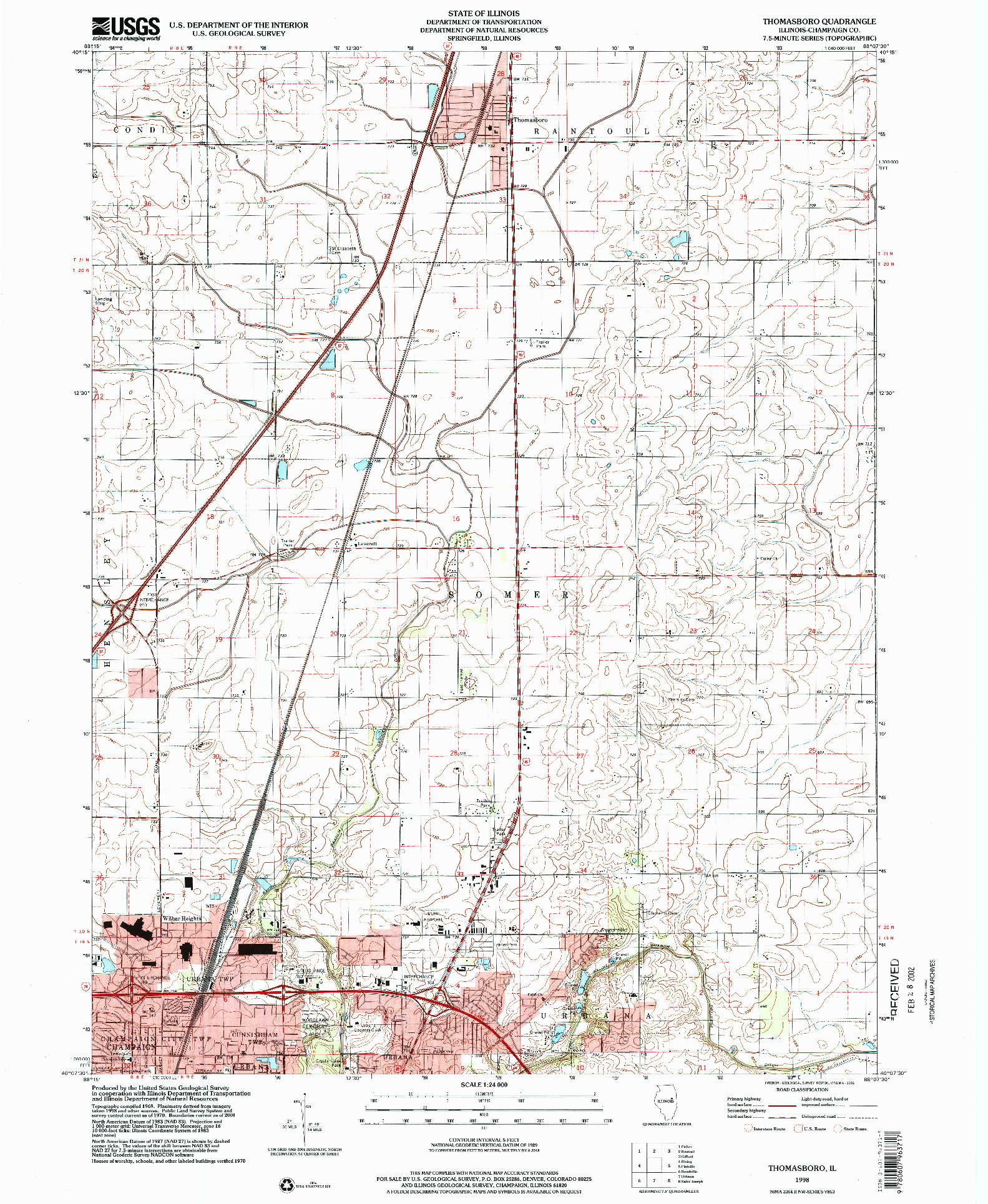 USGS 1:24000-SCALE QUADRANGLE FOR THOMASBORO, IL 1998