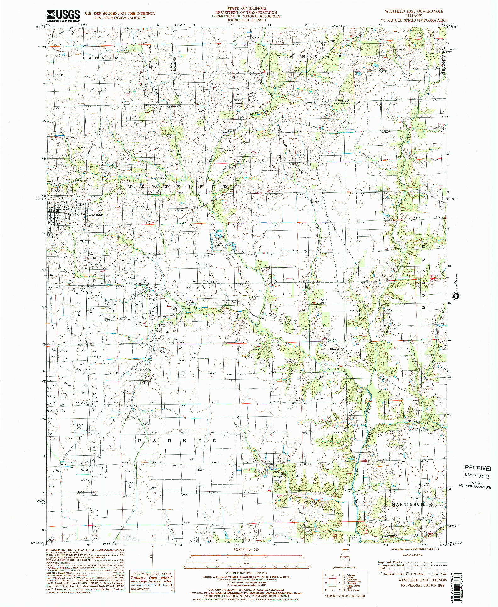 USGS 1:24000-SCALE QUADRANGLE FOR WESTFIELD EAST, IL 1998