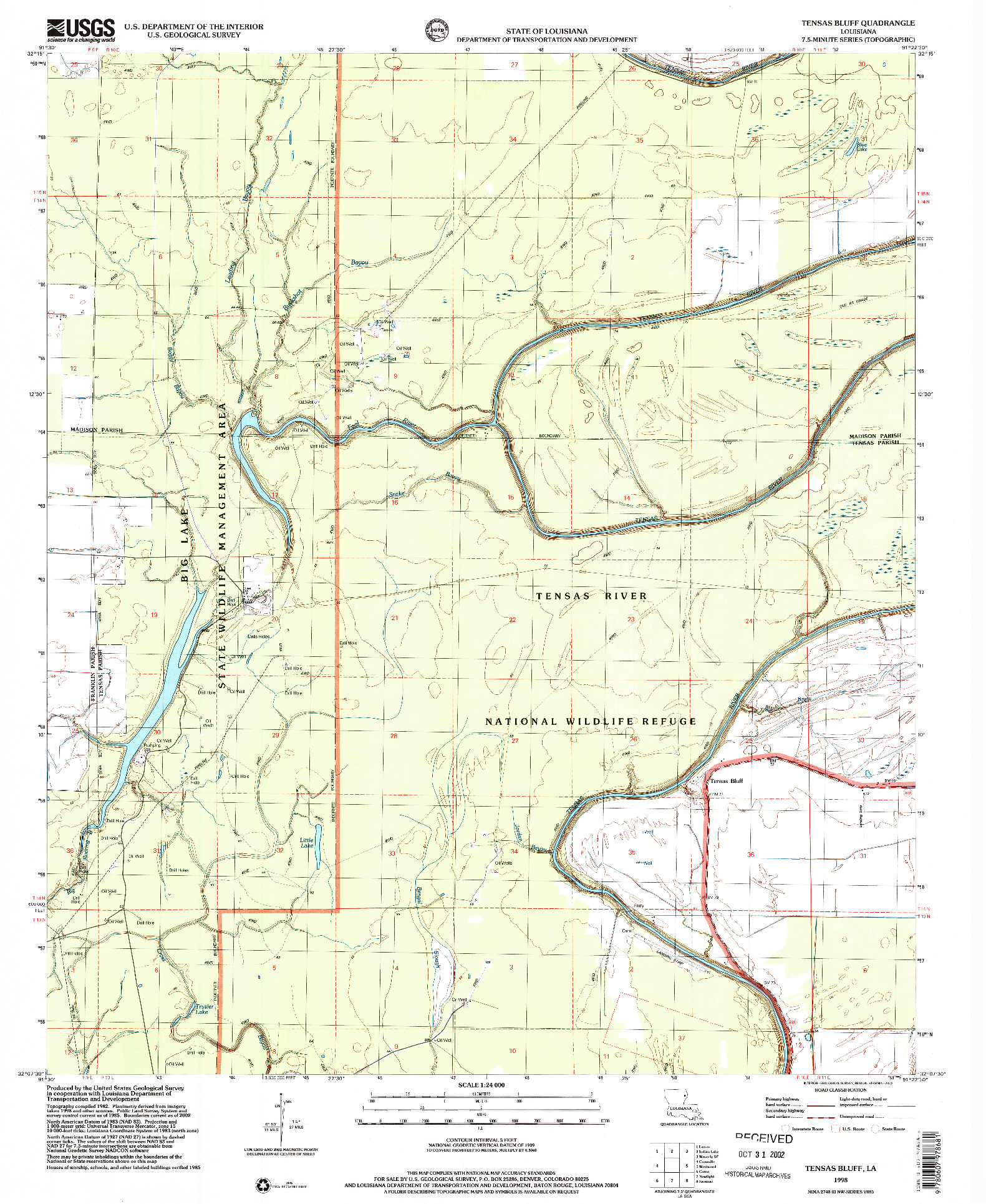 USGS 1:24000-SCALE QUADRANGLE FOR TENSAS BLUFF, LA 1998