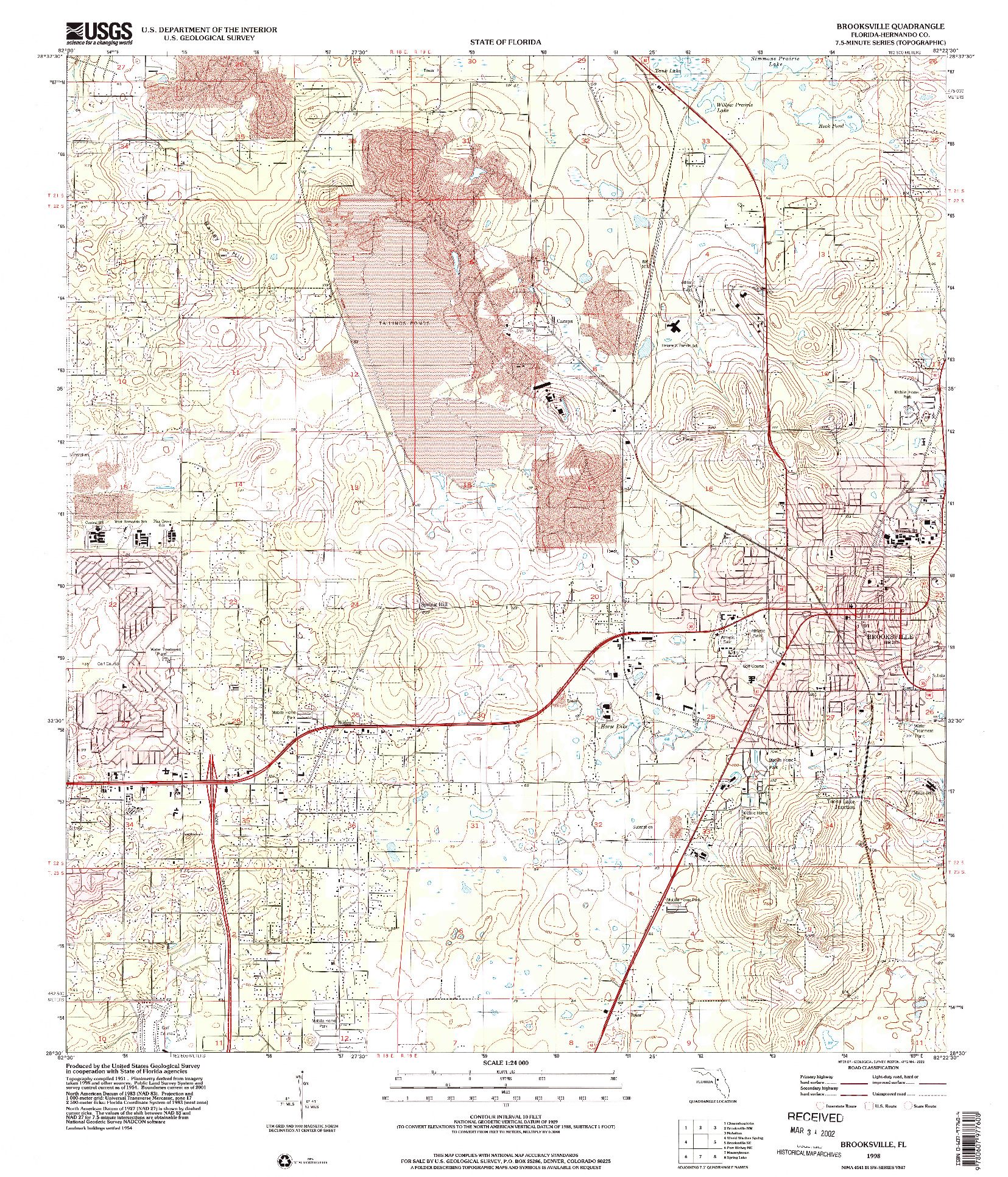 USGS 1:24000-SCALE QUADRANGLE FOR BROOKSVILLE, FL 1998