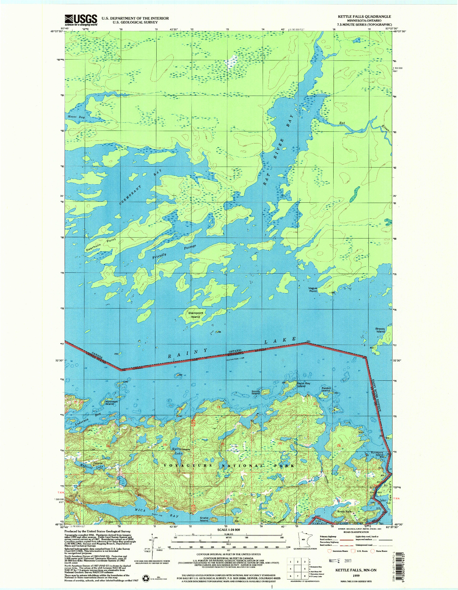 USGS 1:24000-SCALE QUADRANGLE FOR KETTLE FALLS, MN 1999