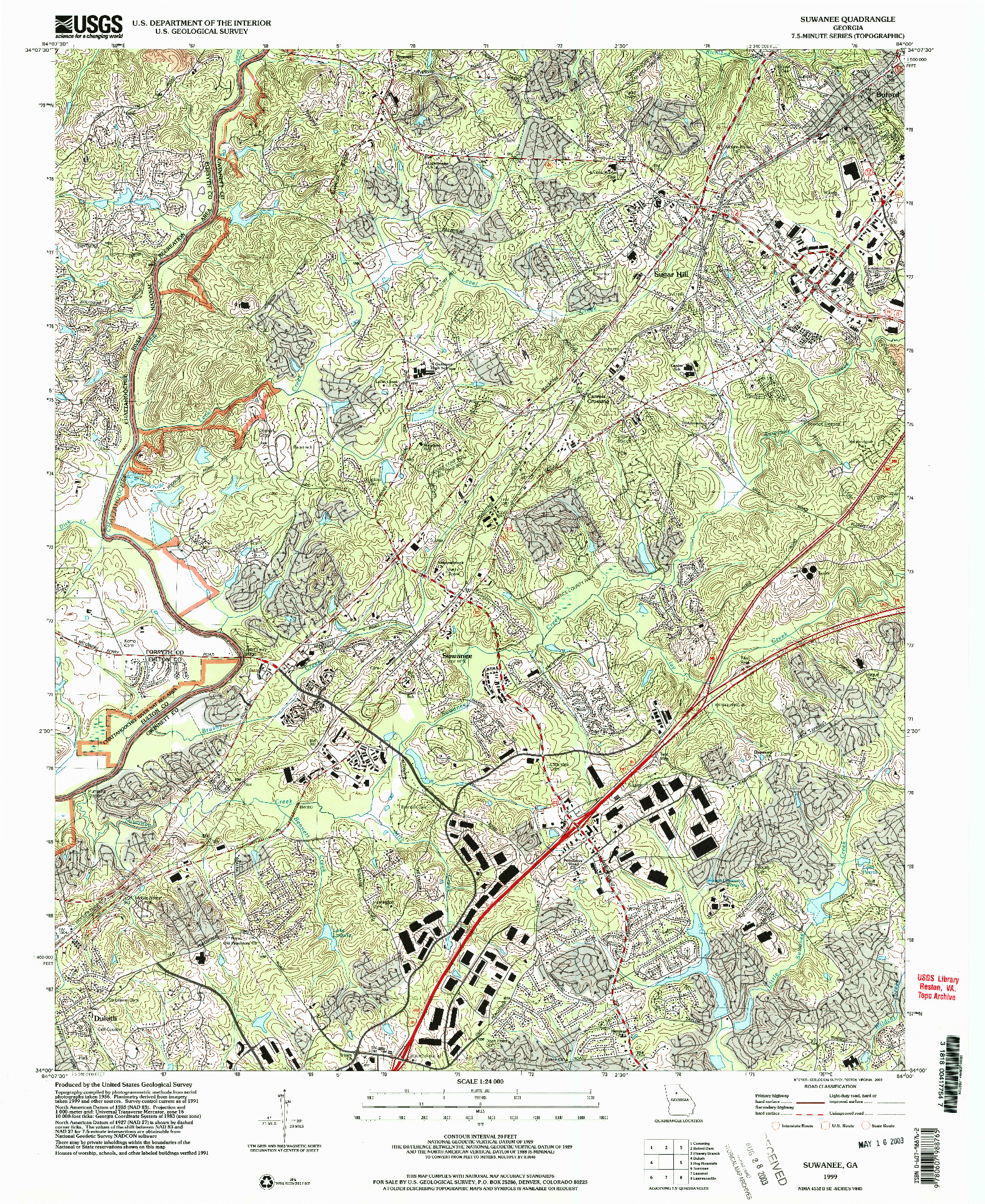 USGS 1:24000-SCALE QUADRANGLE FOR SUWANEE, GA 1999