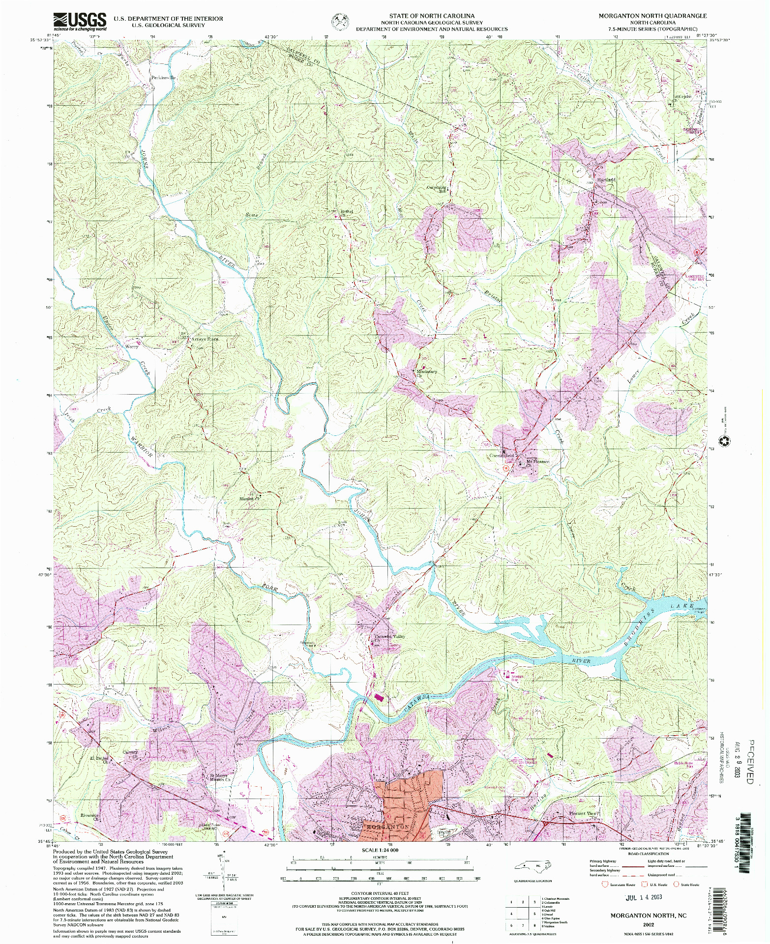 USGS 1:24000-SCALE QUADRANGLE FOR MORGANTON NORTH, NC 2002