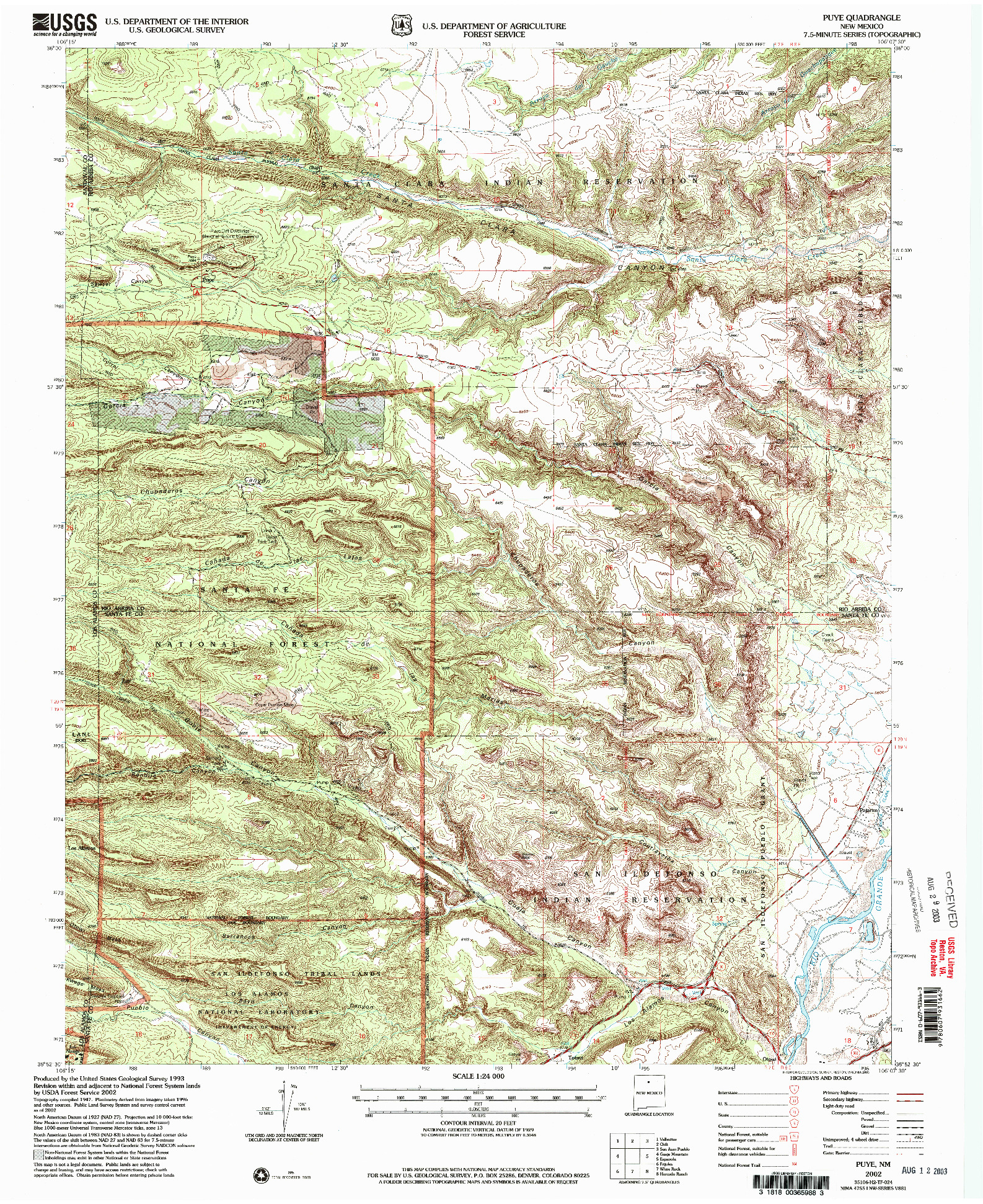 USGS 1:24000-SCALE QUADRANGLE FOR PUYE, NM 2002