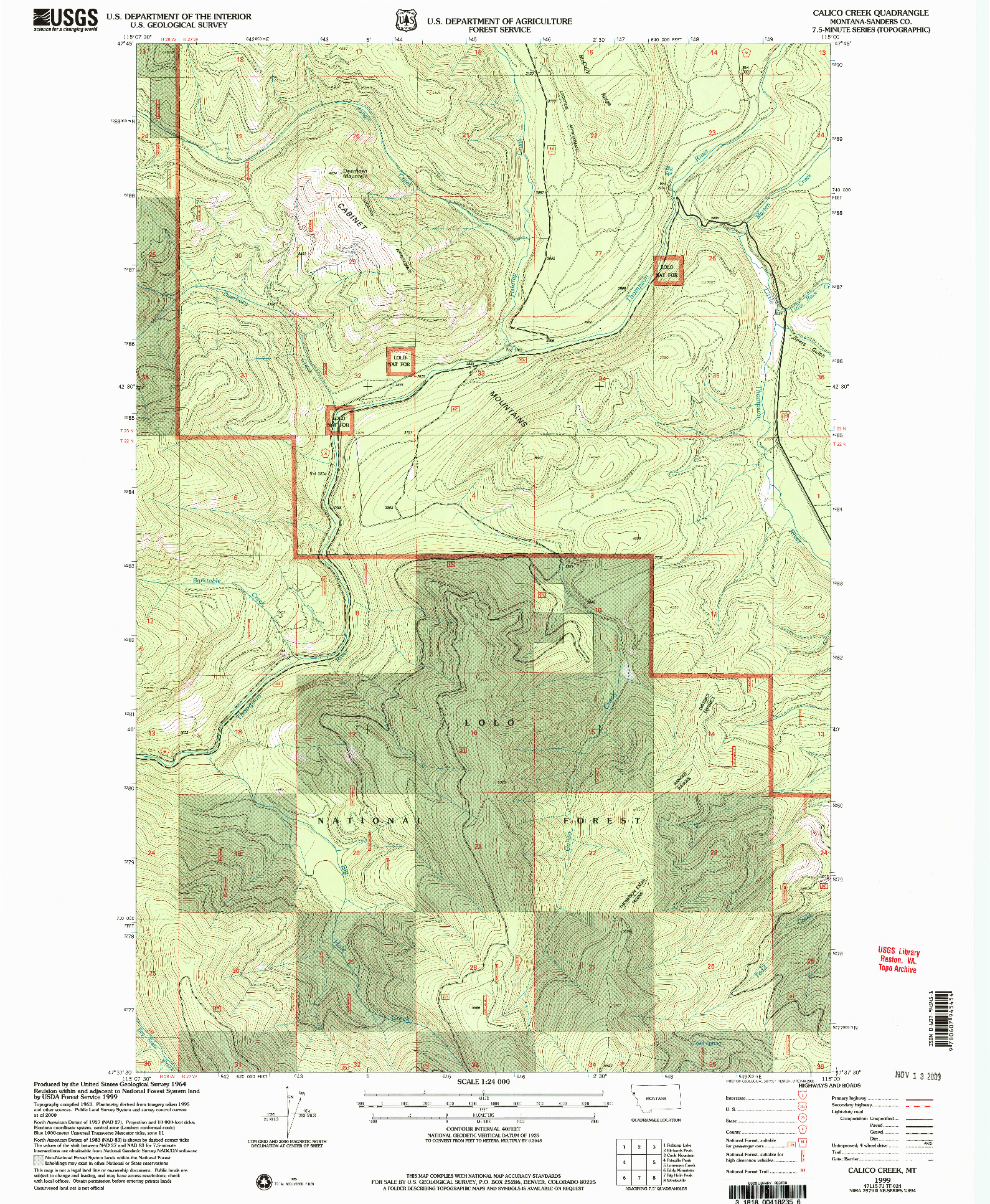 USGS 1:24000-SCALE QUADRANGLE FOR CALICO CREEK, MT 1999